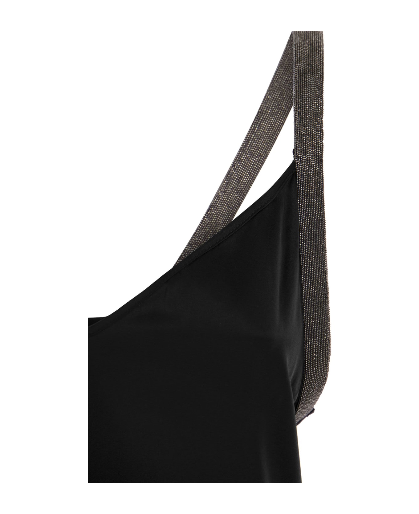 Fabiana Filippi Silk Top With Jewelled Straps - Black
