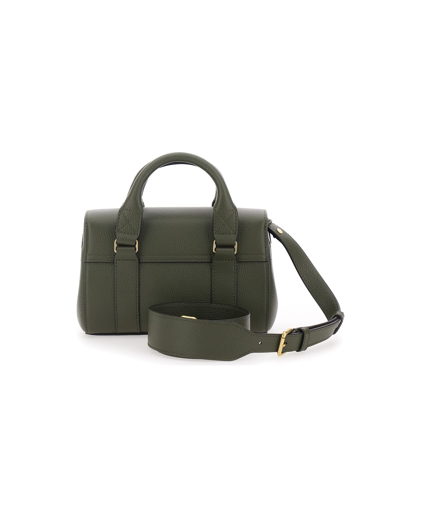 Mulberry 'bayswater Mini' Green Handbag With Twist Lock In Hammered Leather Woman - Green