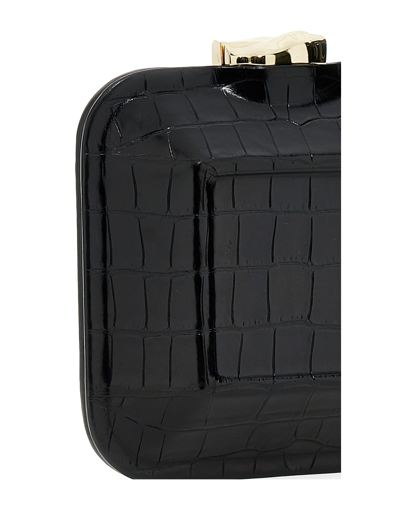 Bally Croc Leather Bangle Clutch - Black  