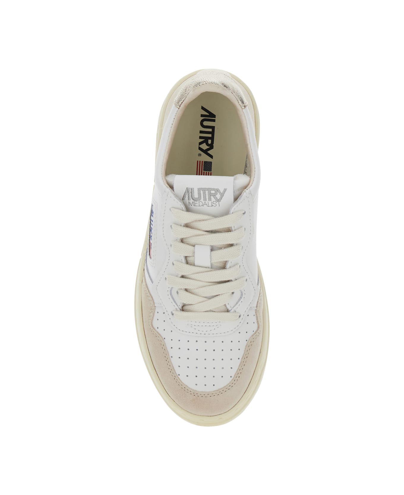 Autry 'medalist' White Low Top Sneakers With Logo Patch On Tongue And Side In Leather Blend Woman - White