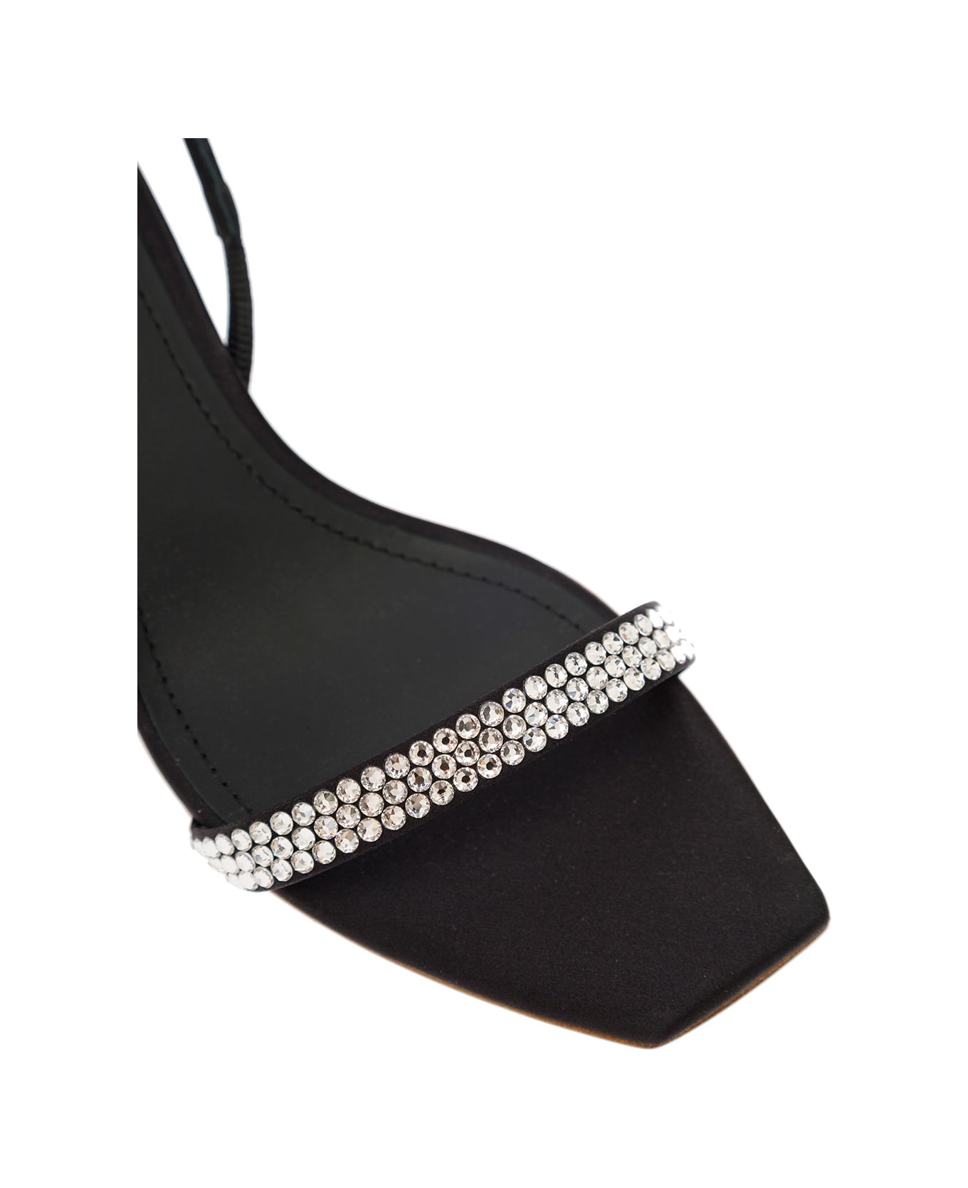 3JUIN 'eloise' Black Sandals With Rhinestone Embellishment And Spool Heel In Viscose Blend Woman - Black