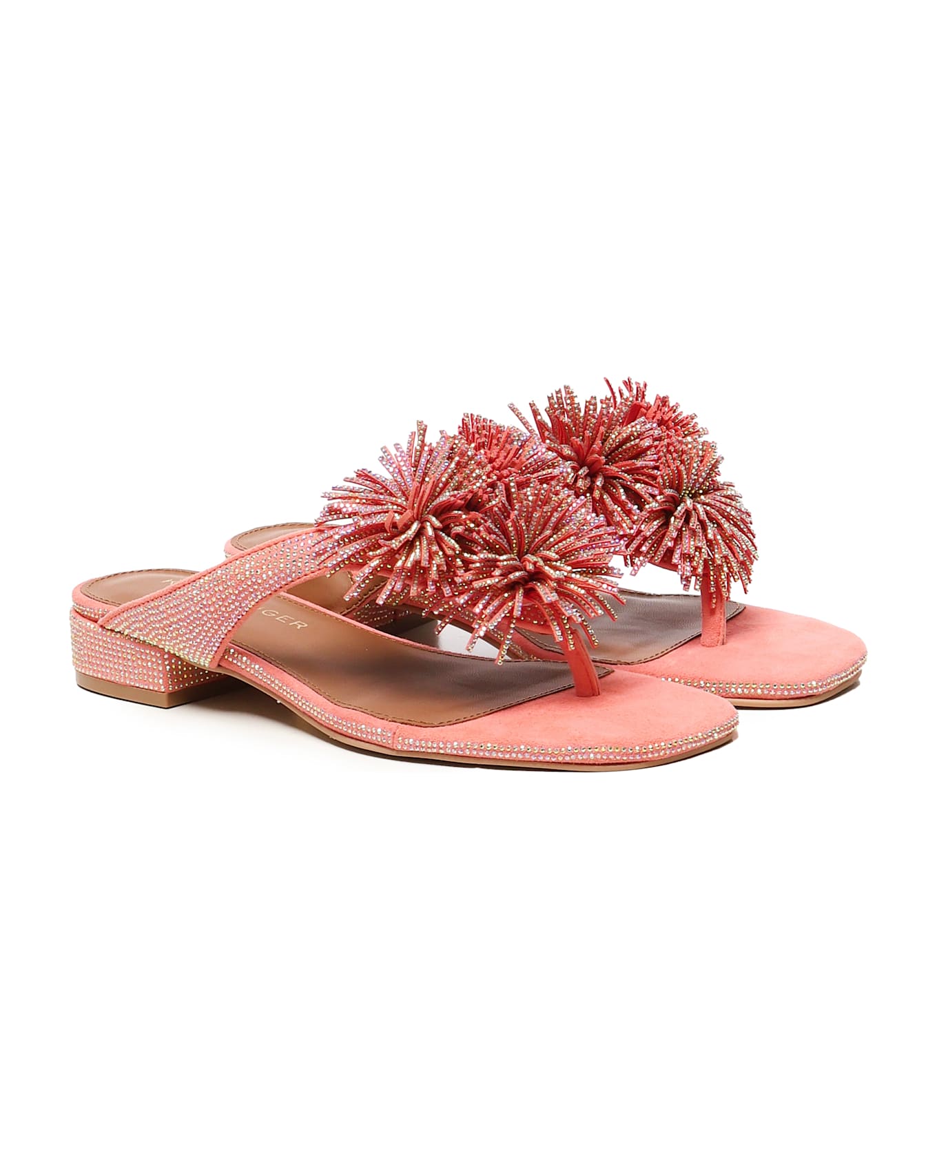 Kurt Geiger Flip Flops With Pom Poms - PEACH