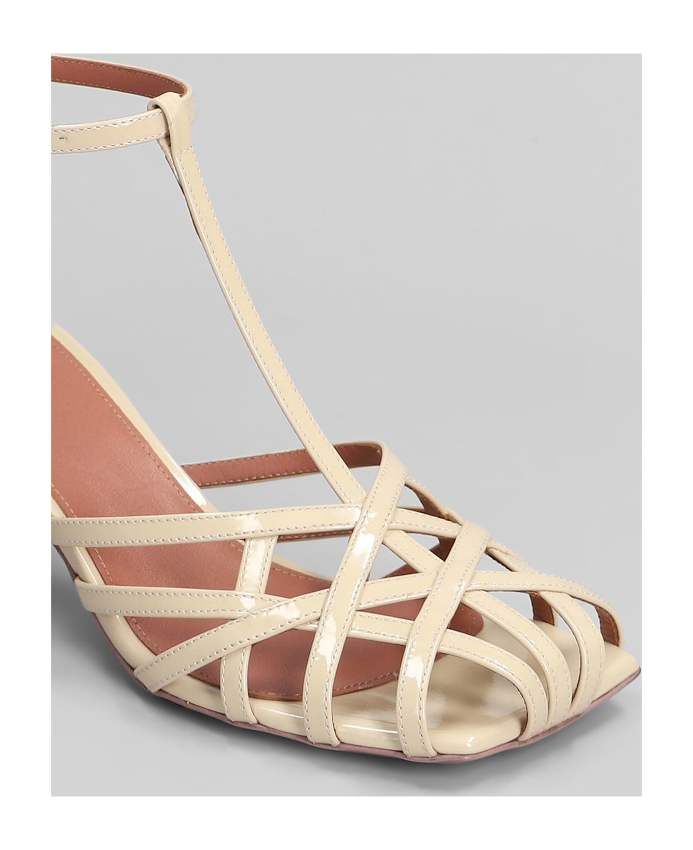 Aldo Castagna Manila Sandals In Powder Patent Leather - powder