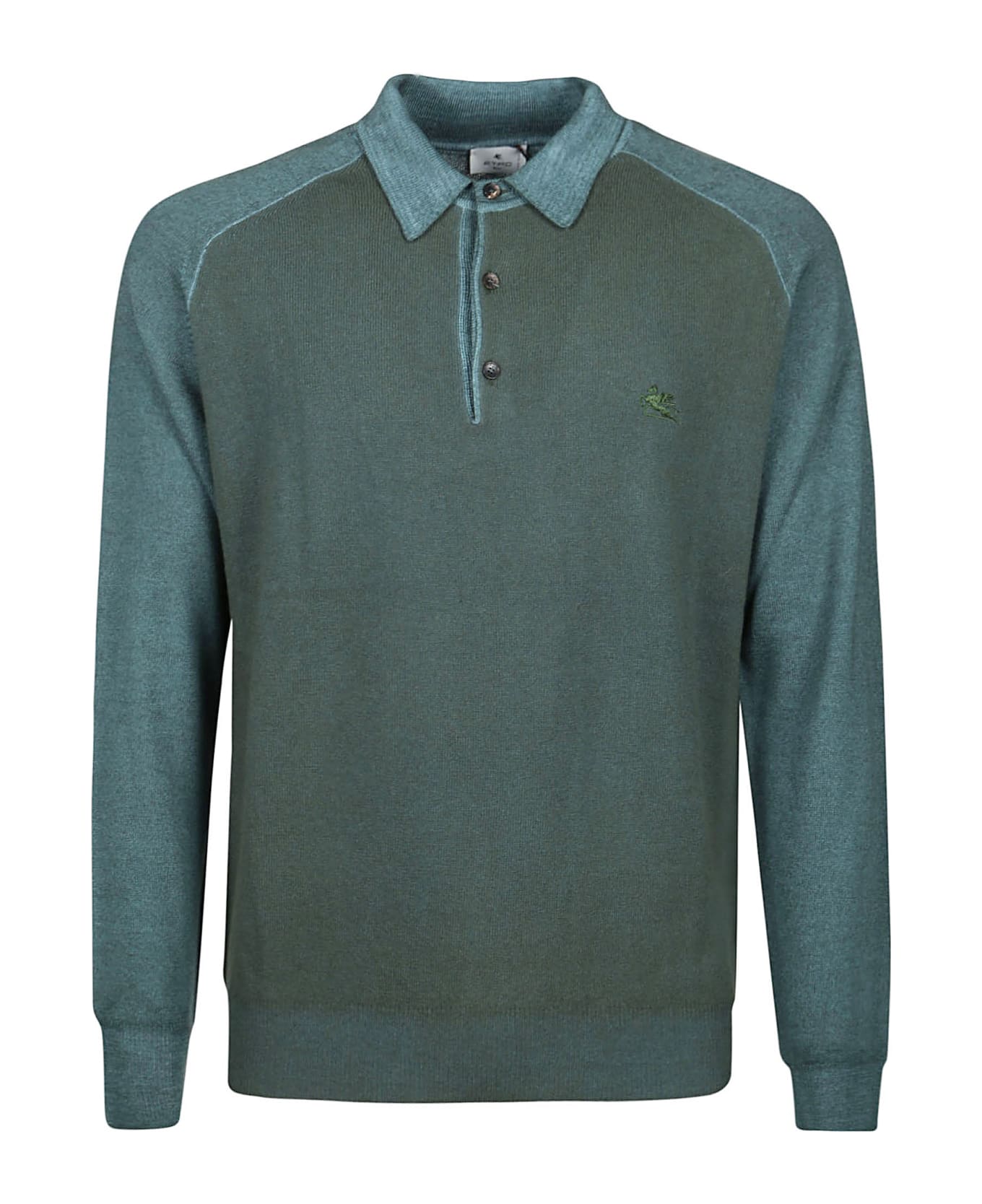Etro Long Sleeve Polo Shirt - Verde