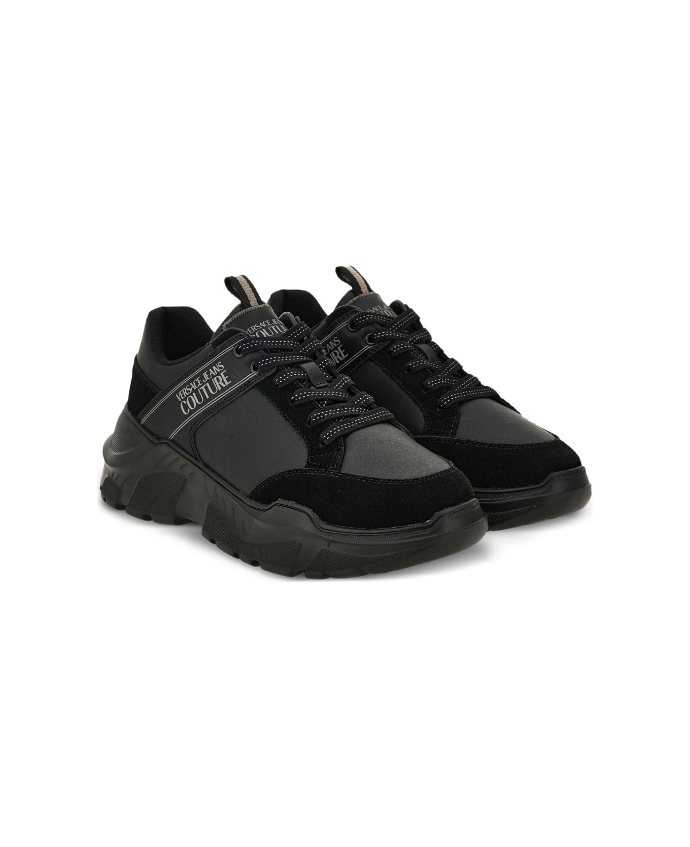 Versace Jeans Couture Chunky Sneakers With Applique - Black