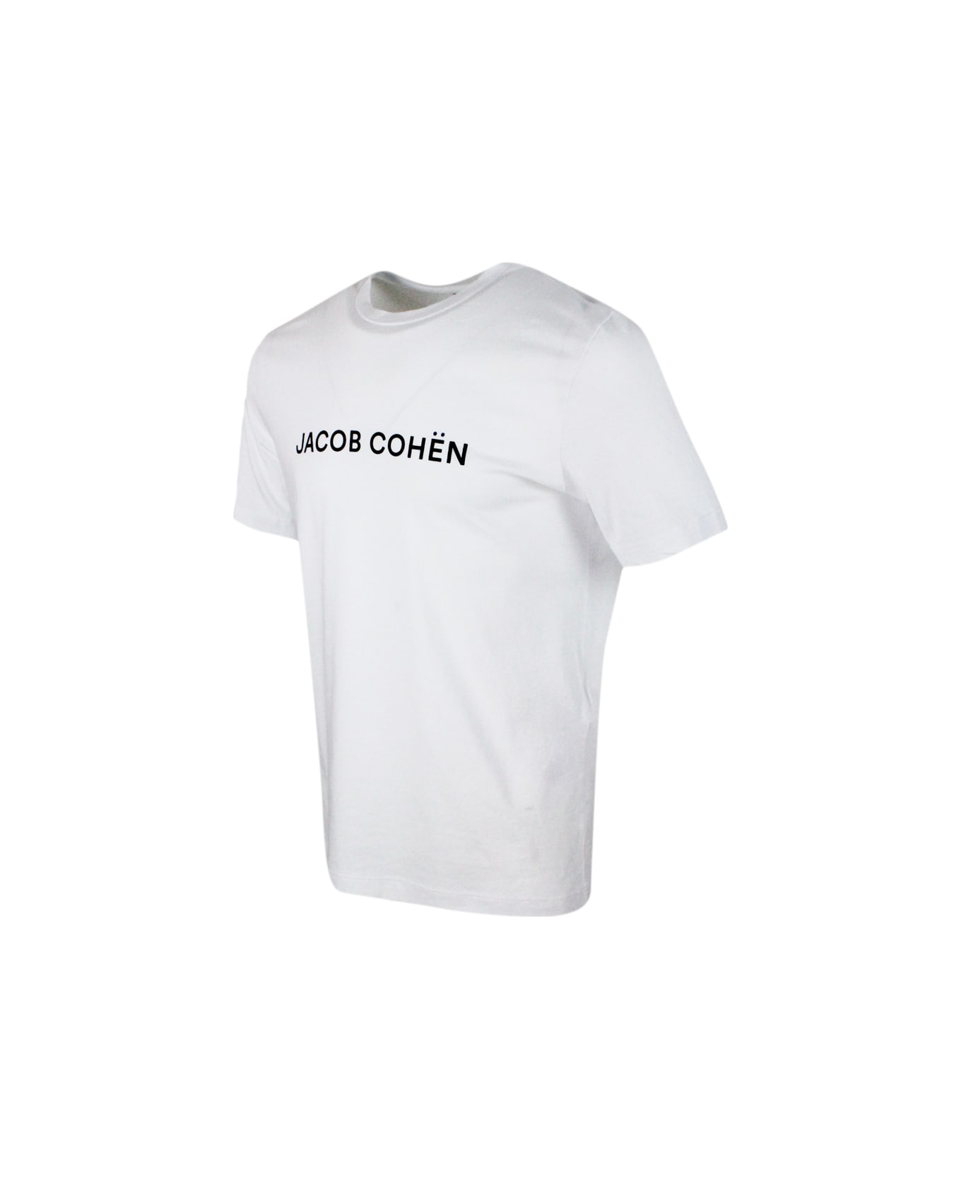 Jacob Cohen Short-sleeved Crew-neck T.shirt In Stretch Cotton Jersey With Logo On The Chest - White シャツ