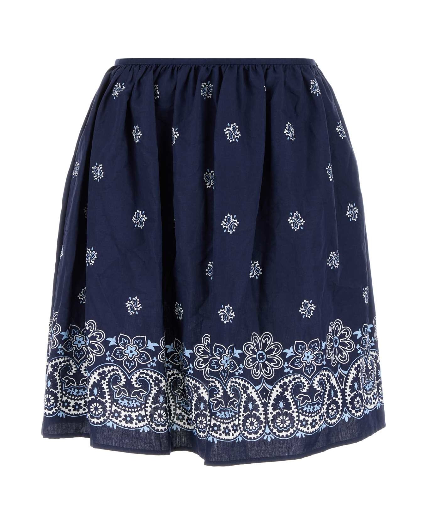 Miu Miu Printed Poplin Skirt - BLUBIANCO