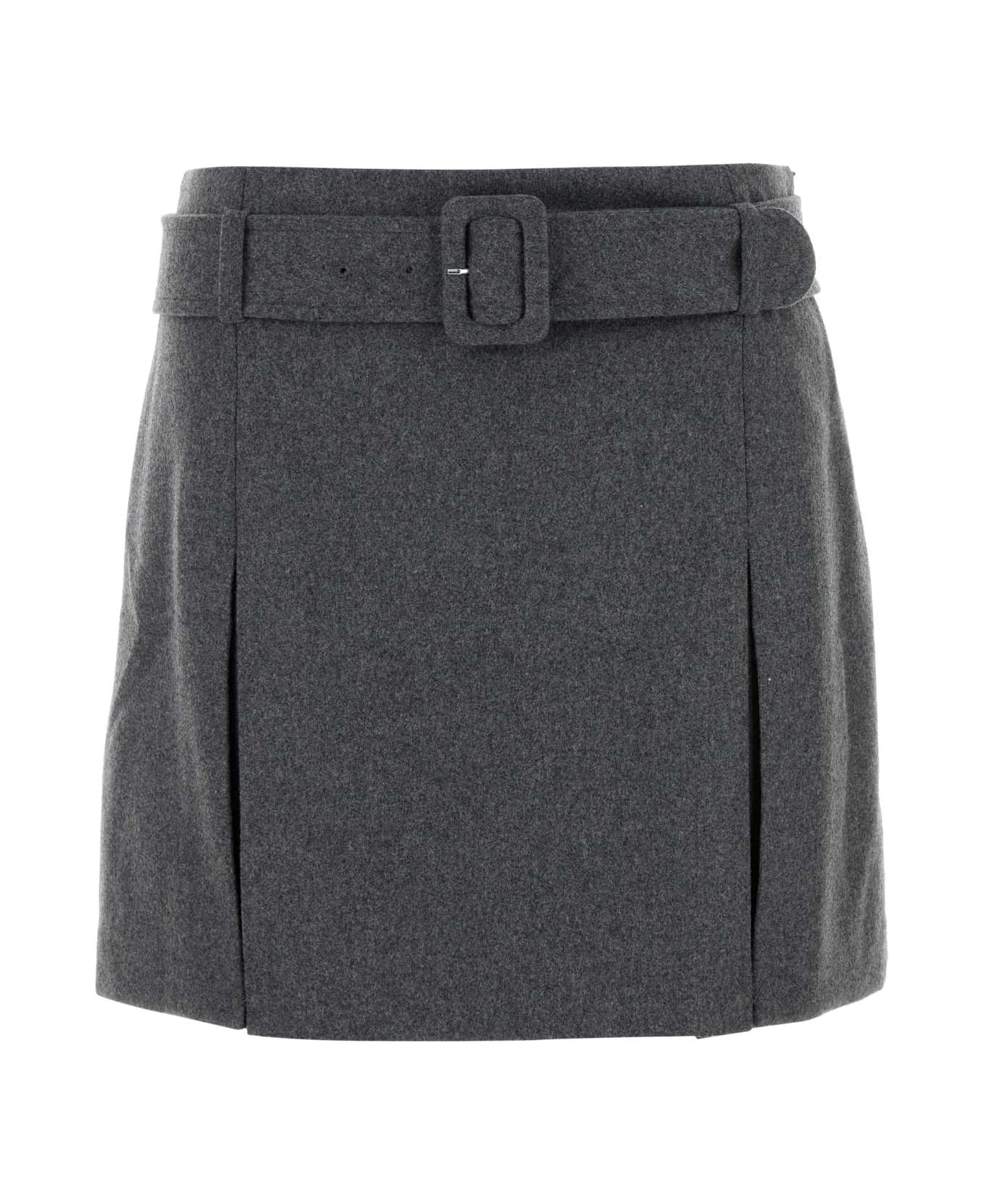 A.P.C. Grey Flannel Cecile Mini Skirt - HEATHERGREY