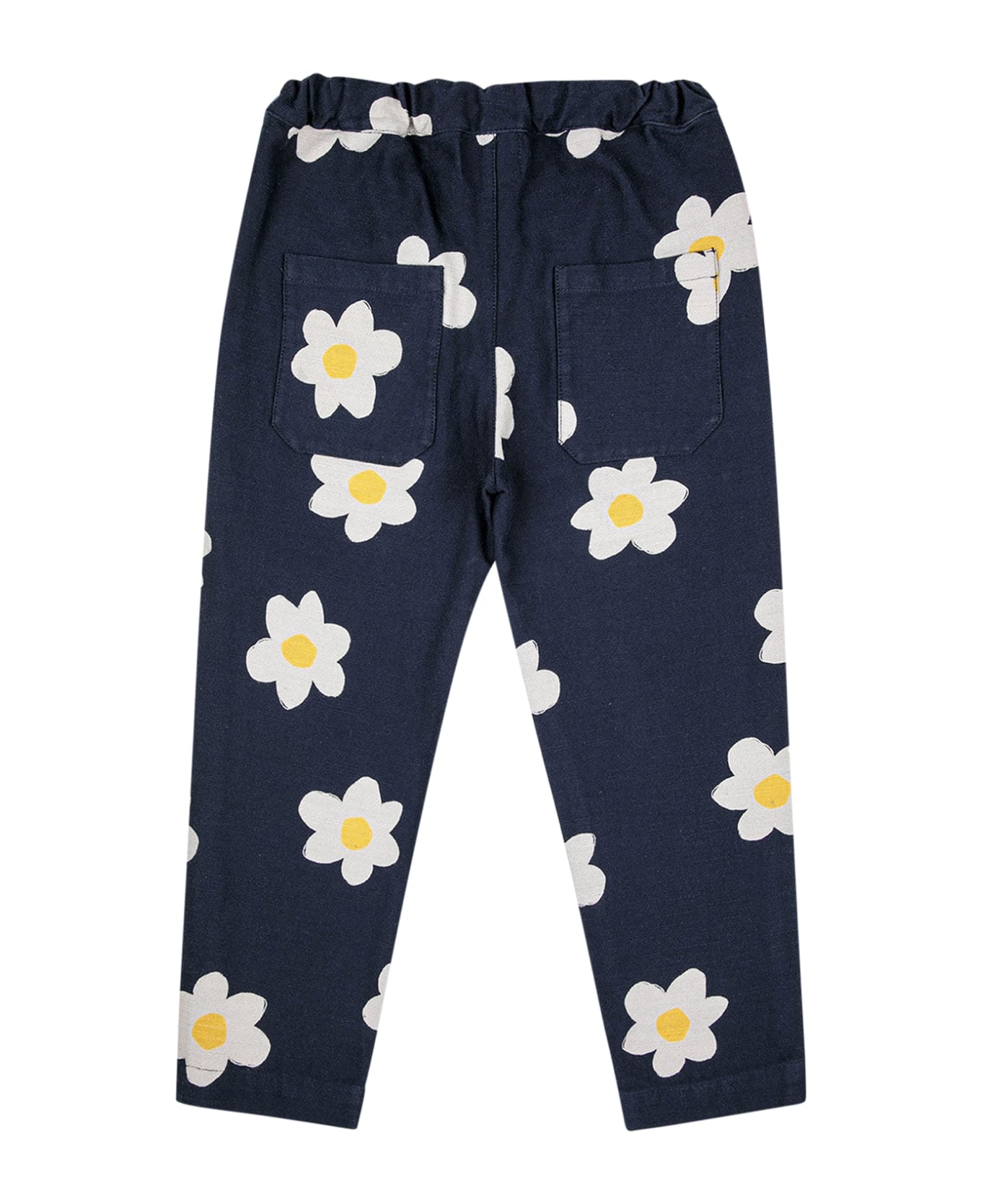 Bobo Choses Blue Trousers For Girl With Daisies - Blue ボトムス