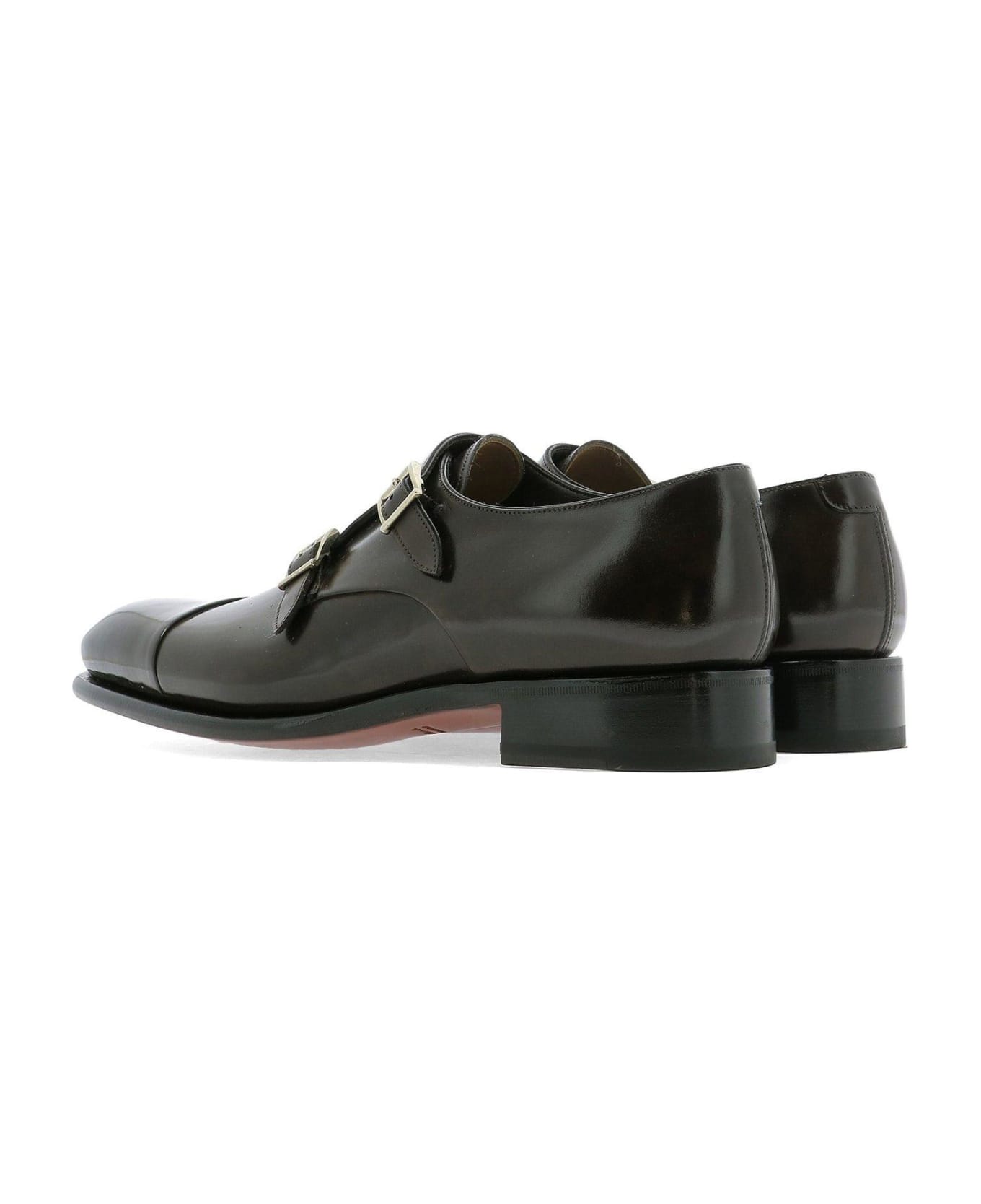 Santoni Buckle Detailed Slip-on Monk Shoes - Brown