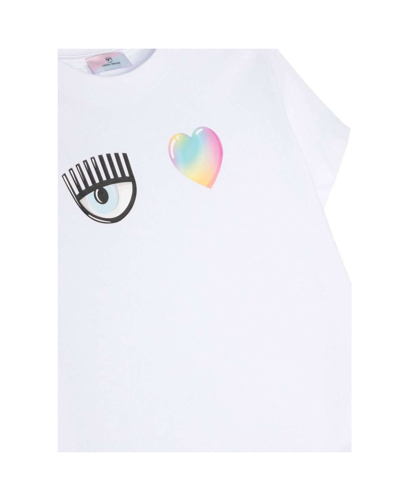 Chiara Ferragni White T-shirt With Logo Print In Cotton Girl - White