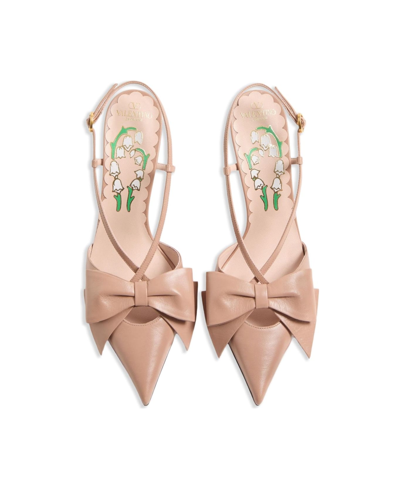 Valentino Garavani Bowow Leather Pumps - Powder