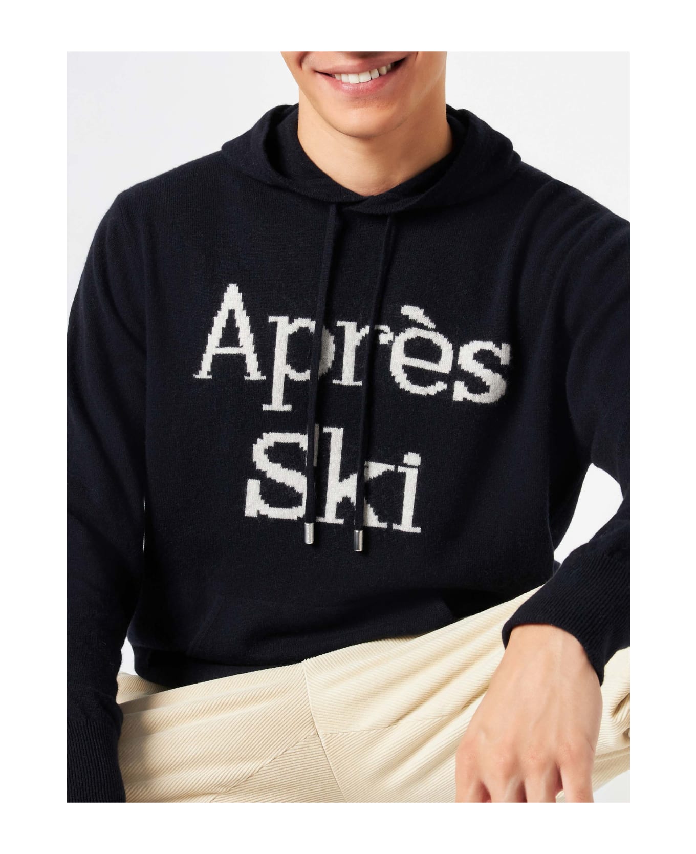 MC2 Saint Barth Man Hoodie Sweater With Après Ski Embroidery - BLUE
