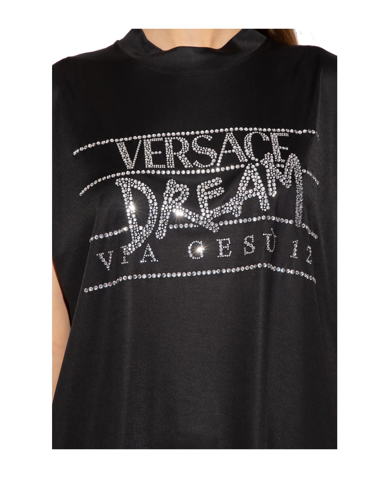 Versace Top Deam Via Gesu Print - Black