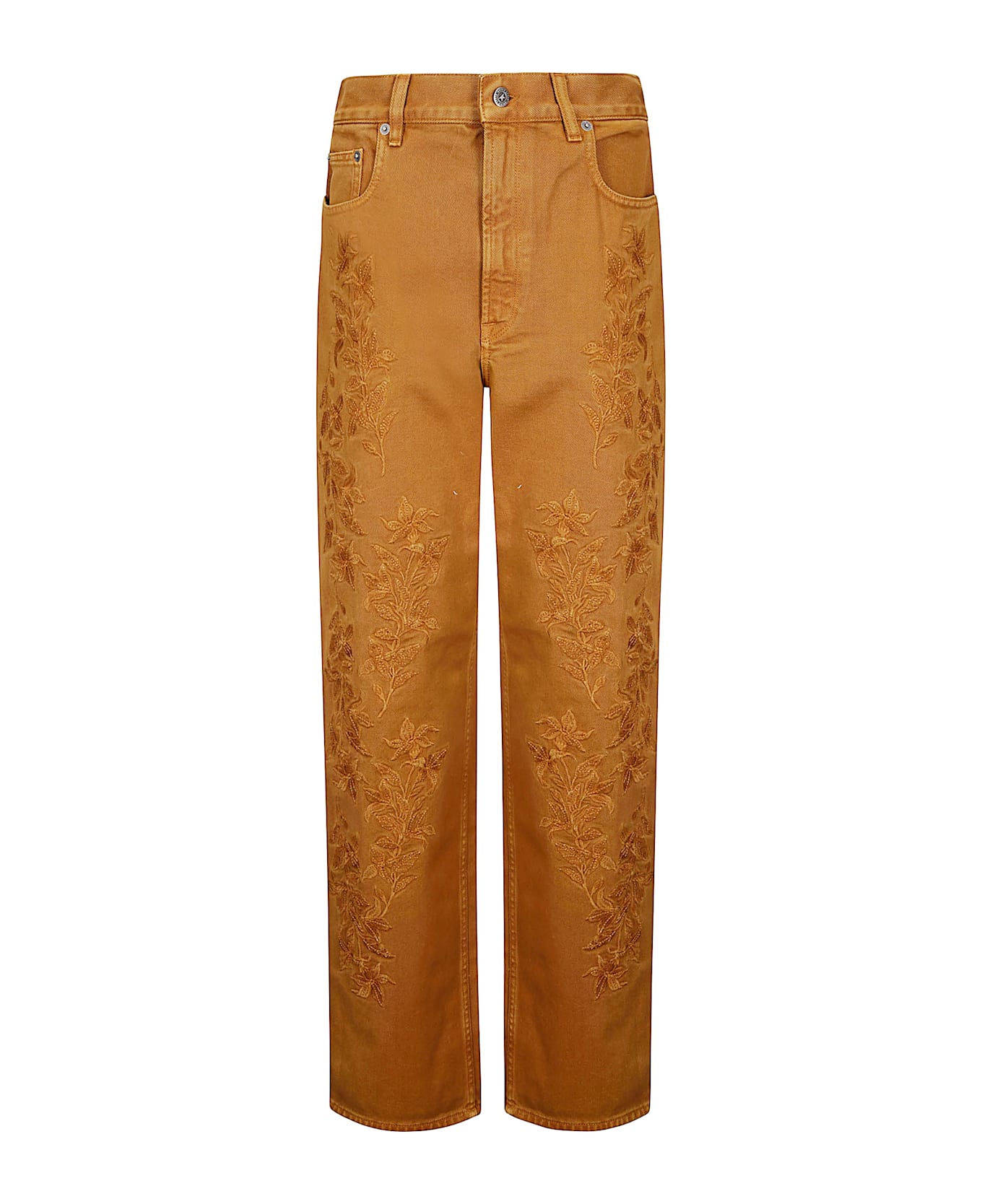 Golden Goose Journey W
s Pant Kim Long Leg Garment Dyed Embroid - GOLDEN BROWN