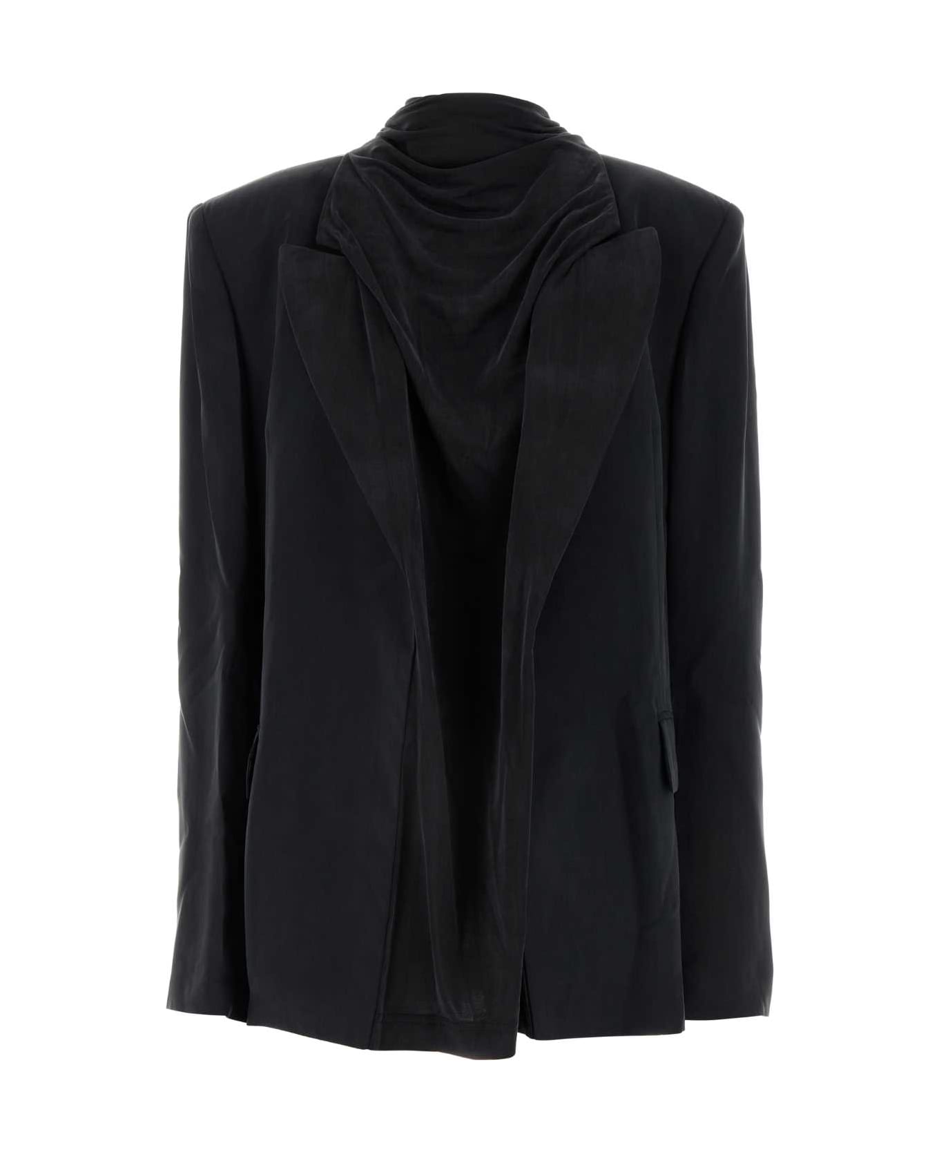 Y/Project Charcoal Cupro Oversize Blazer - BLACK