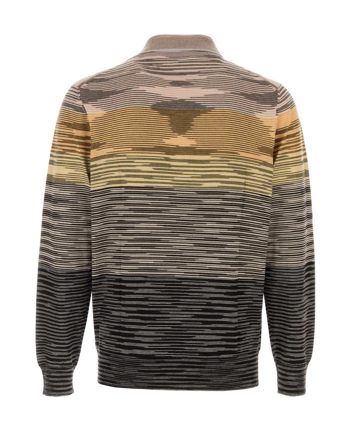 Missoni Embroidered Wool Polo Shirt - YELLOWBROWN