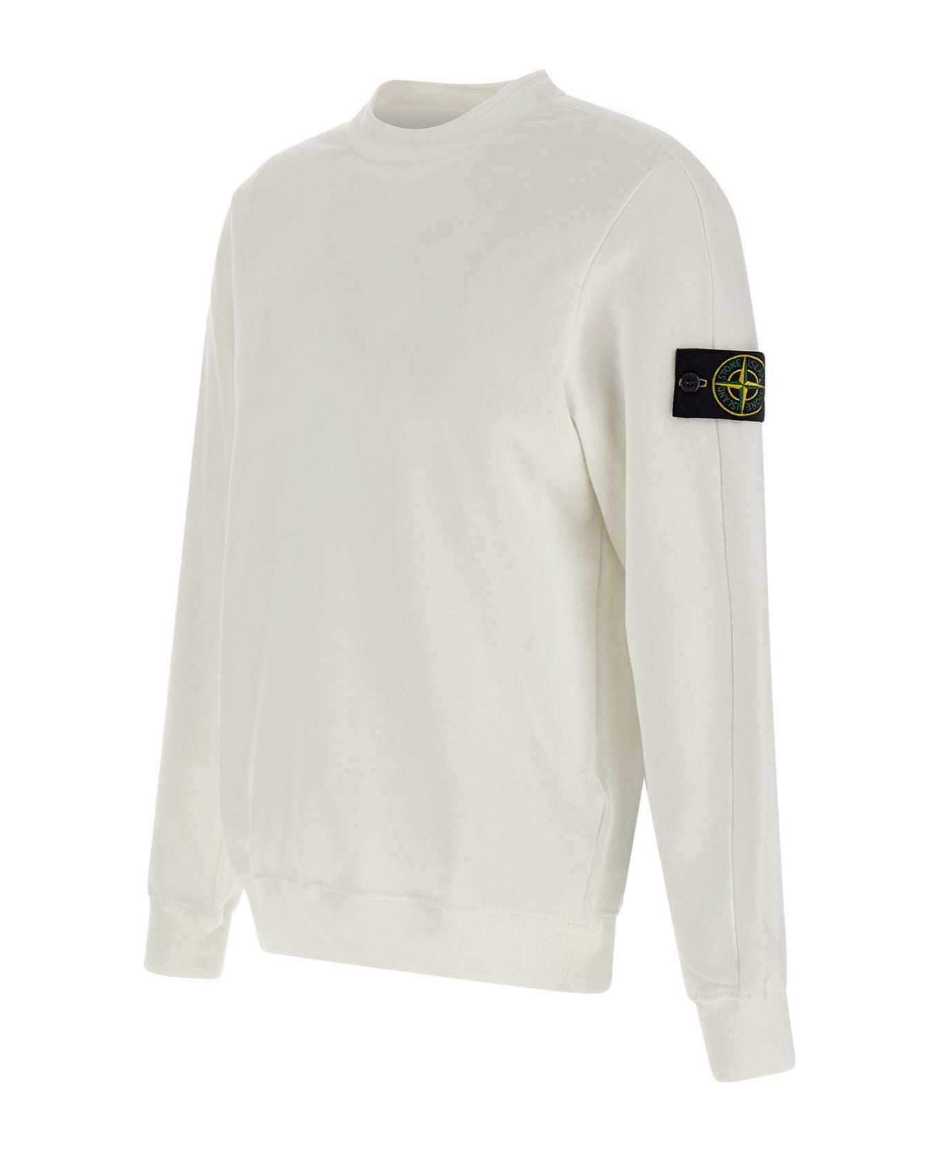 Stone Island Logo Sleeve Sweatshirt - WHITE
