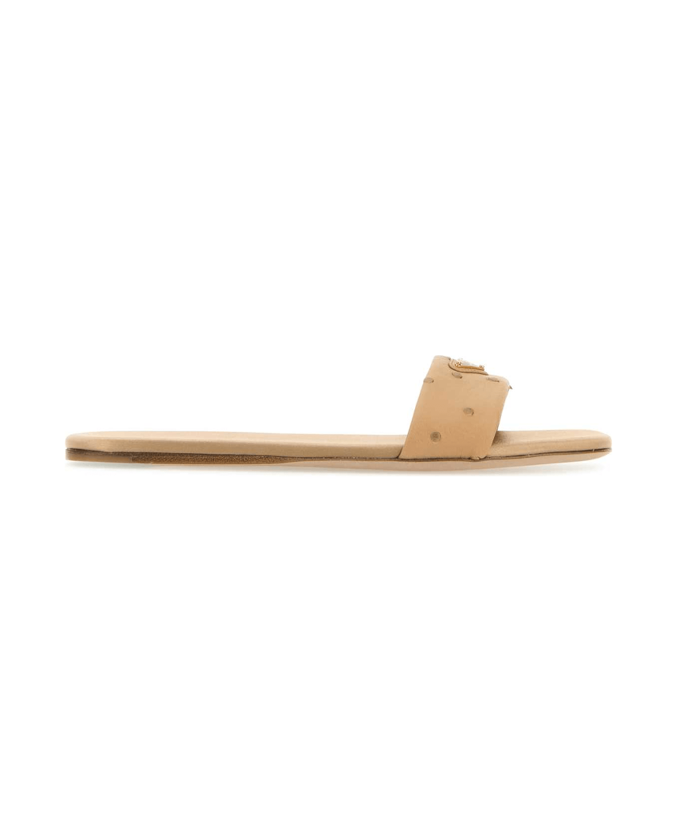 Prada Sand Leather Slippers - NATURALE