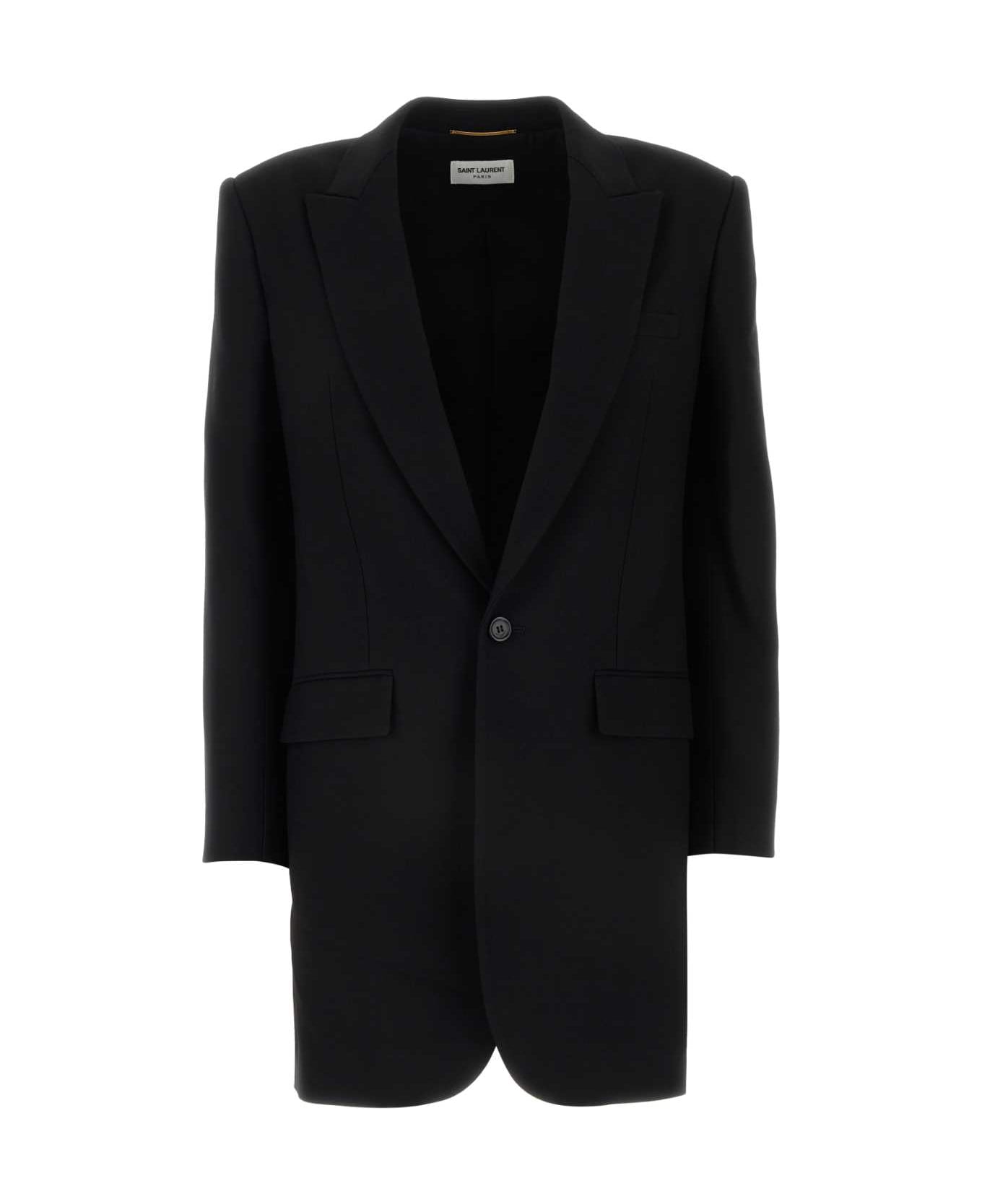 Saint Laurent Black Gabardine Blazer - NOIR