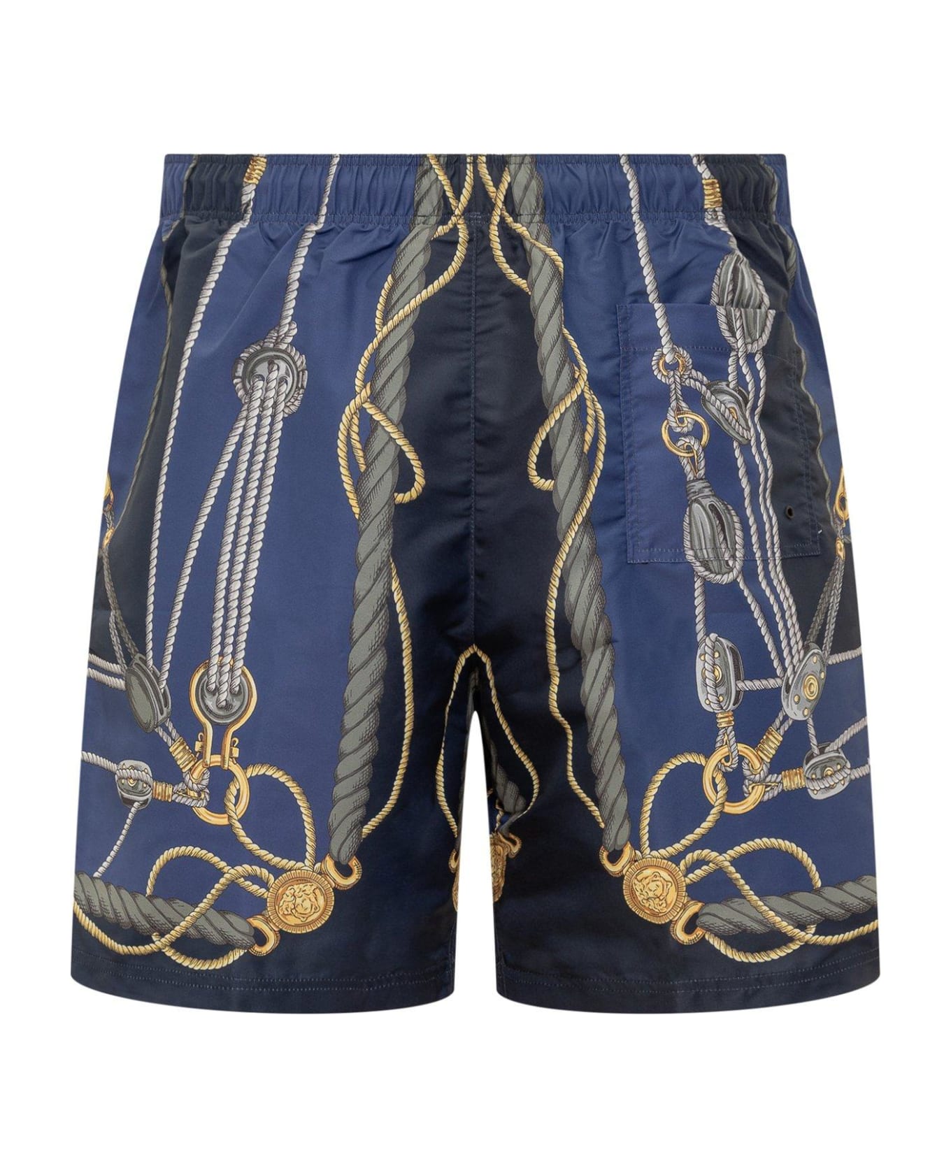 Versace Blue Silk Shorts - BLU NAVY-ORO ショートパンツ