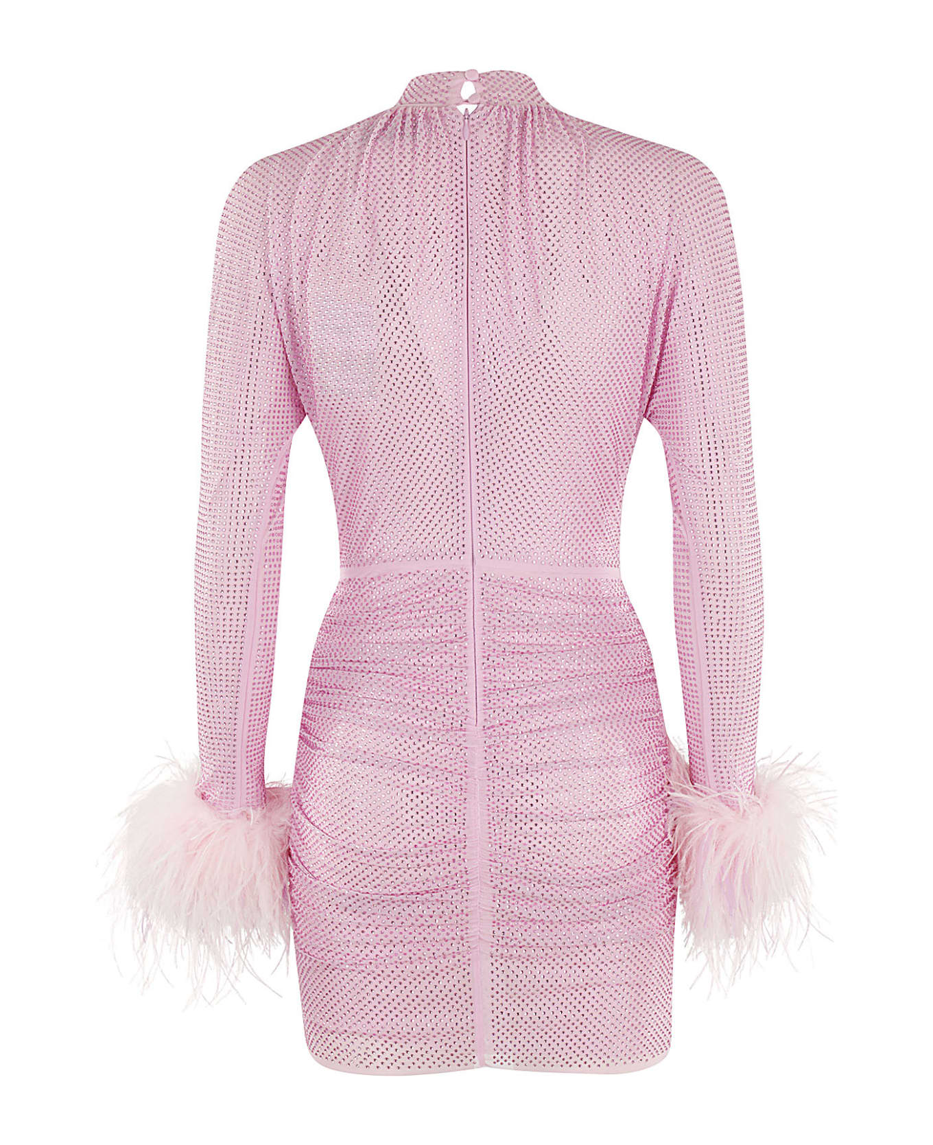 self-portrait Pink Rhinestone Feather Mini Dress - Pink
