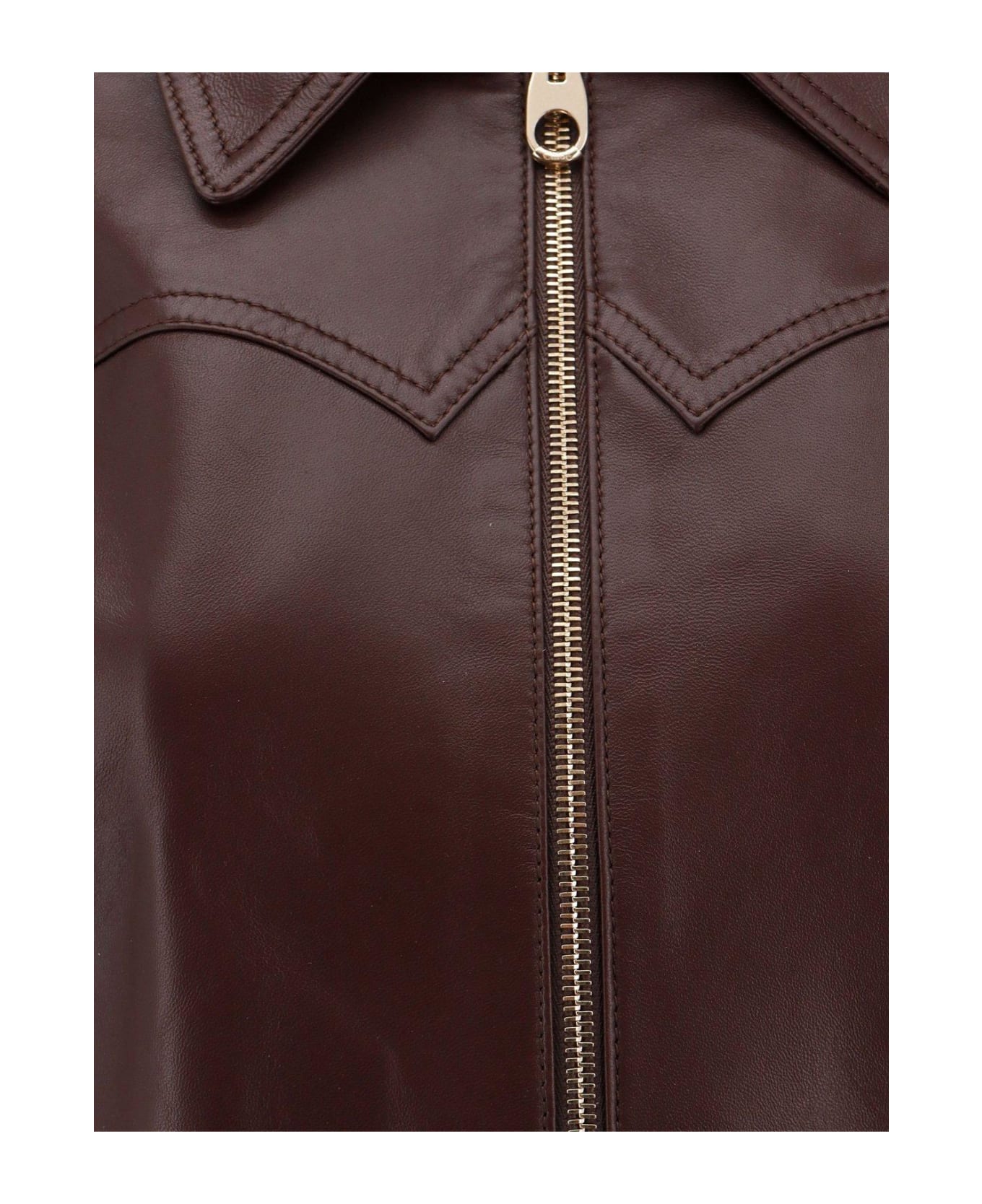 Chloé Zip-up Leather Jacket - Brown