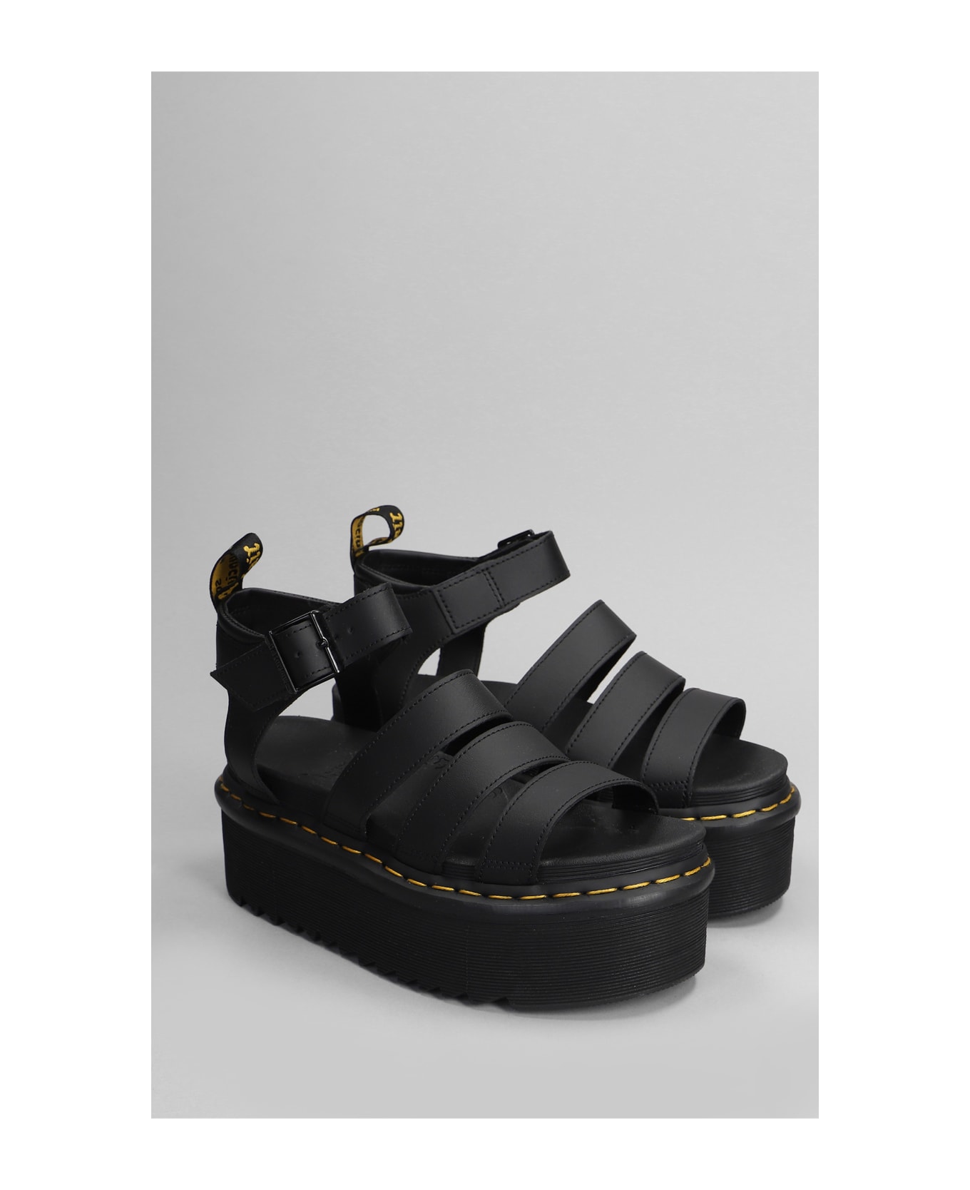 Dr. Martens Blaire Quad Hydro Open Toe Sandals - Black Hydro Leather