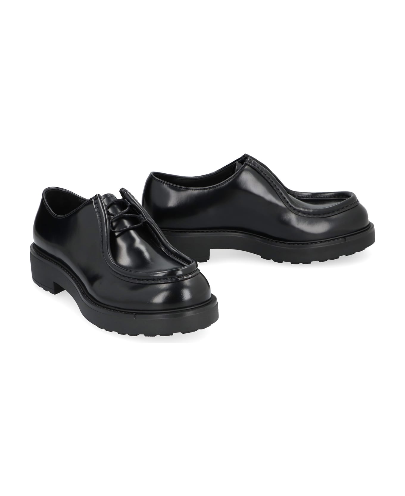 Prada Diapason Leather Lace-up Shoes - black