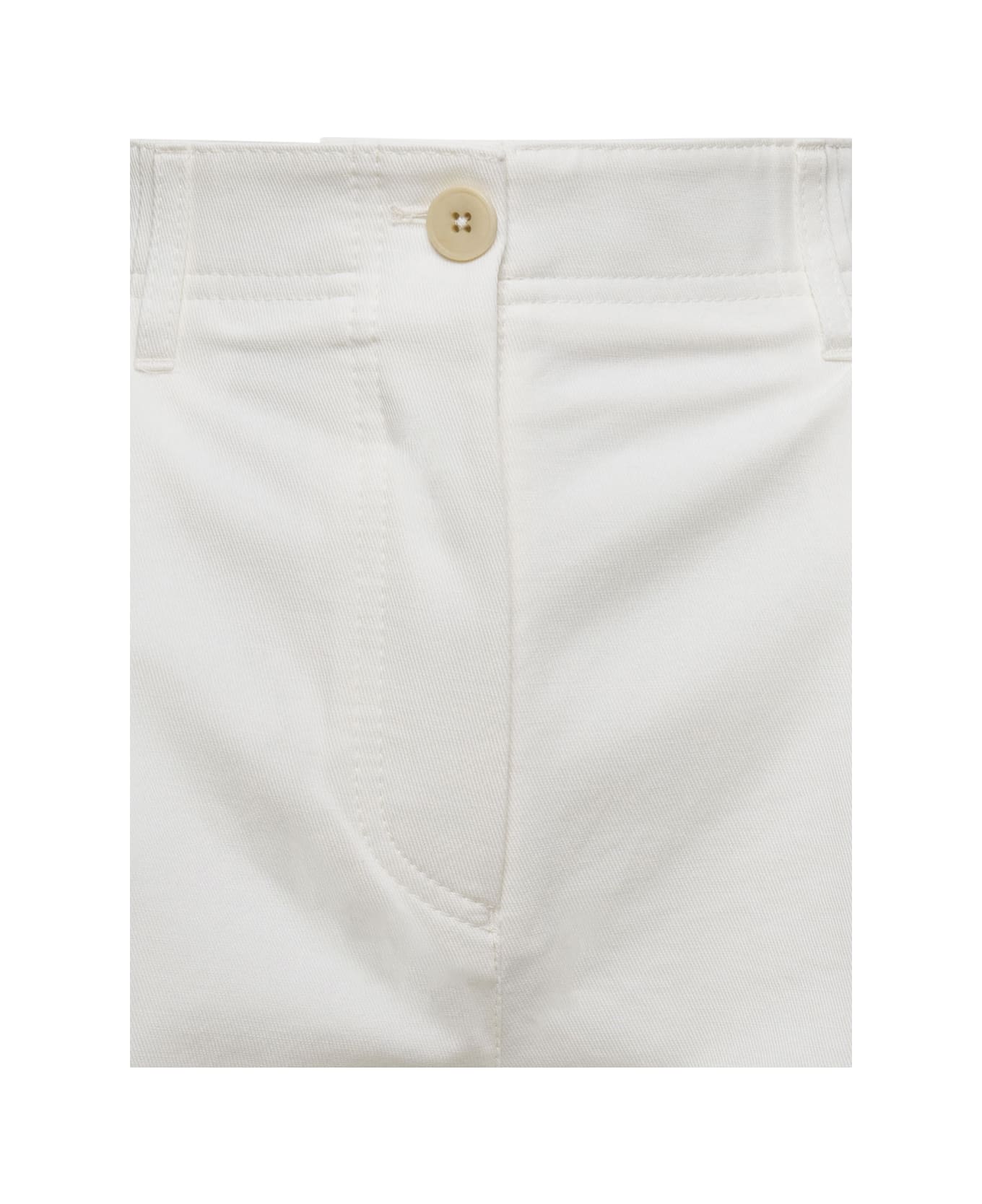 Totême White Twill Pleated Bermuda Shorts In Cotton Woman - White ボトムス