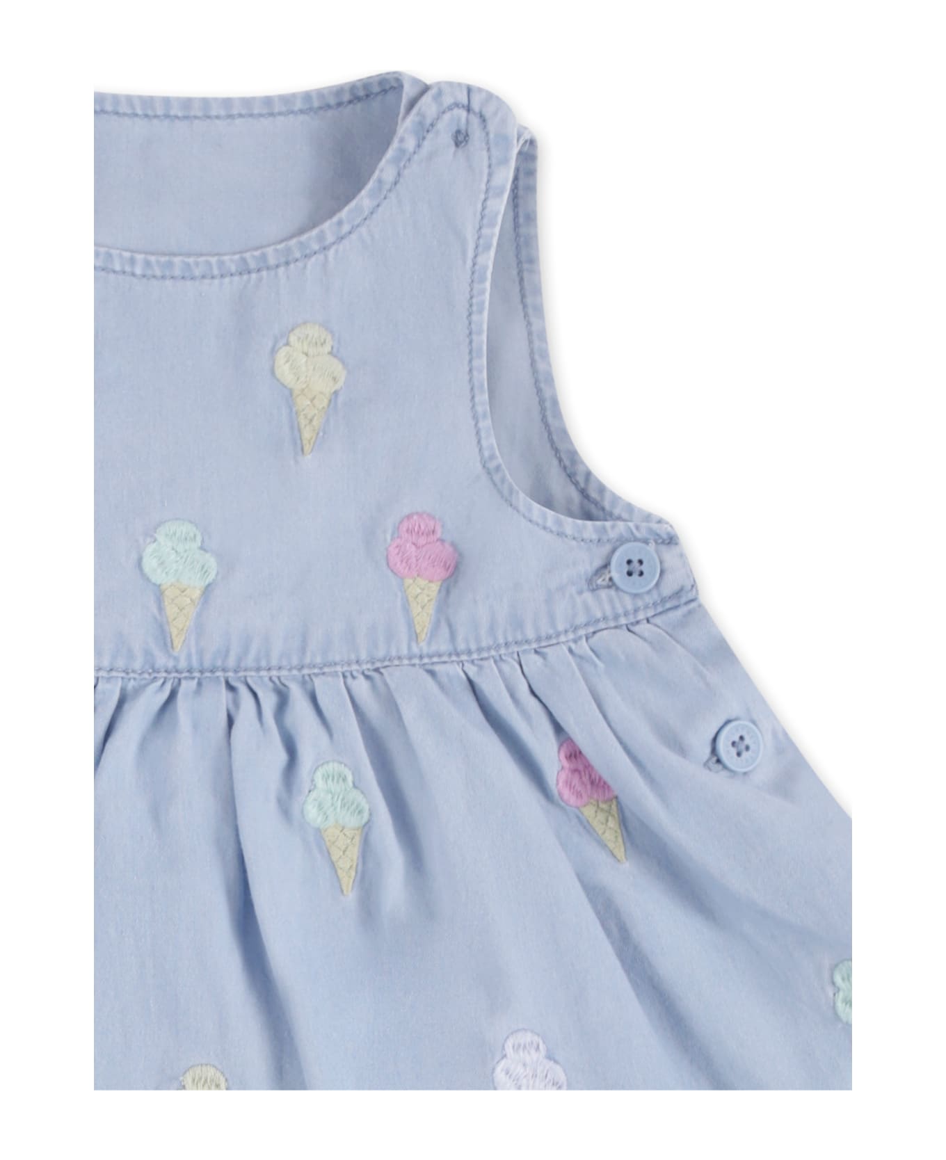 Stella McCartney Kids Light Blue Dress For Baby Girl With Ice Cream - Light Blue