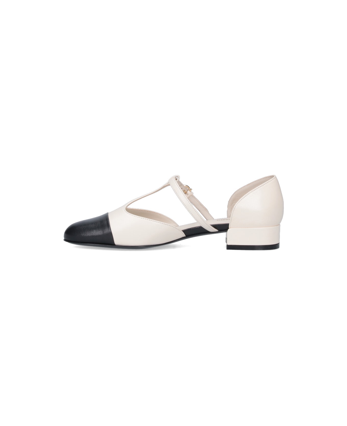 Ferragamo "t-strap" Ballet Flats - White