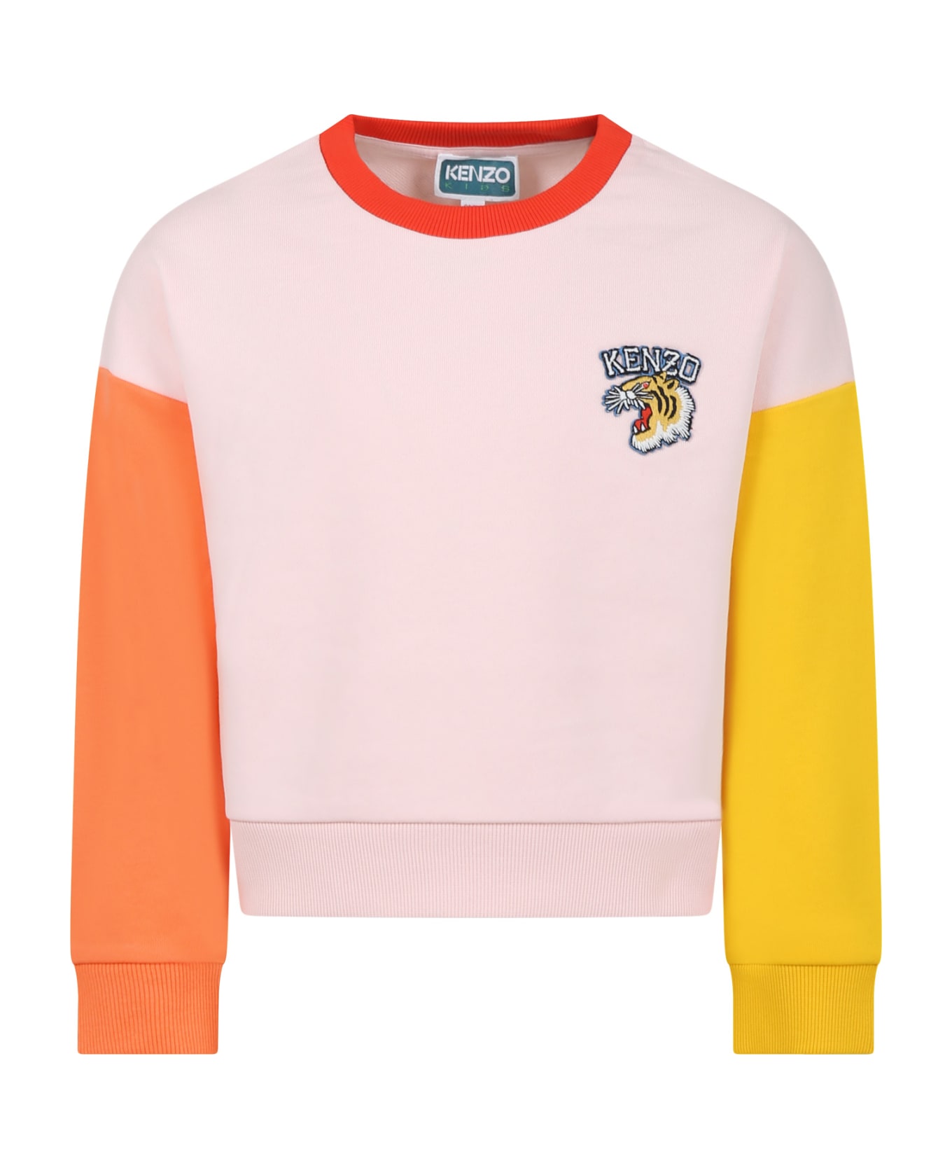 Kenzo Kids Multicolored Sweatshirt For Girl With Iconic Tiger And Logo - Multicolor ニットウェア＆スウェットシャツ