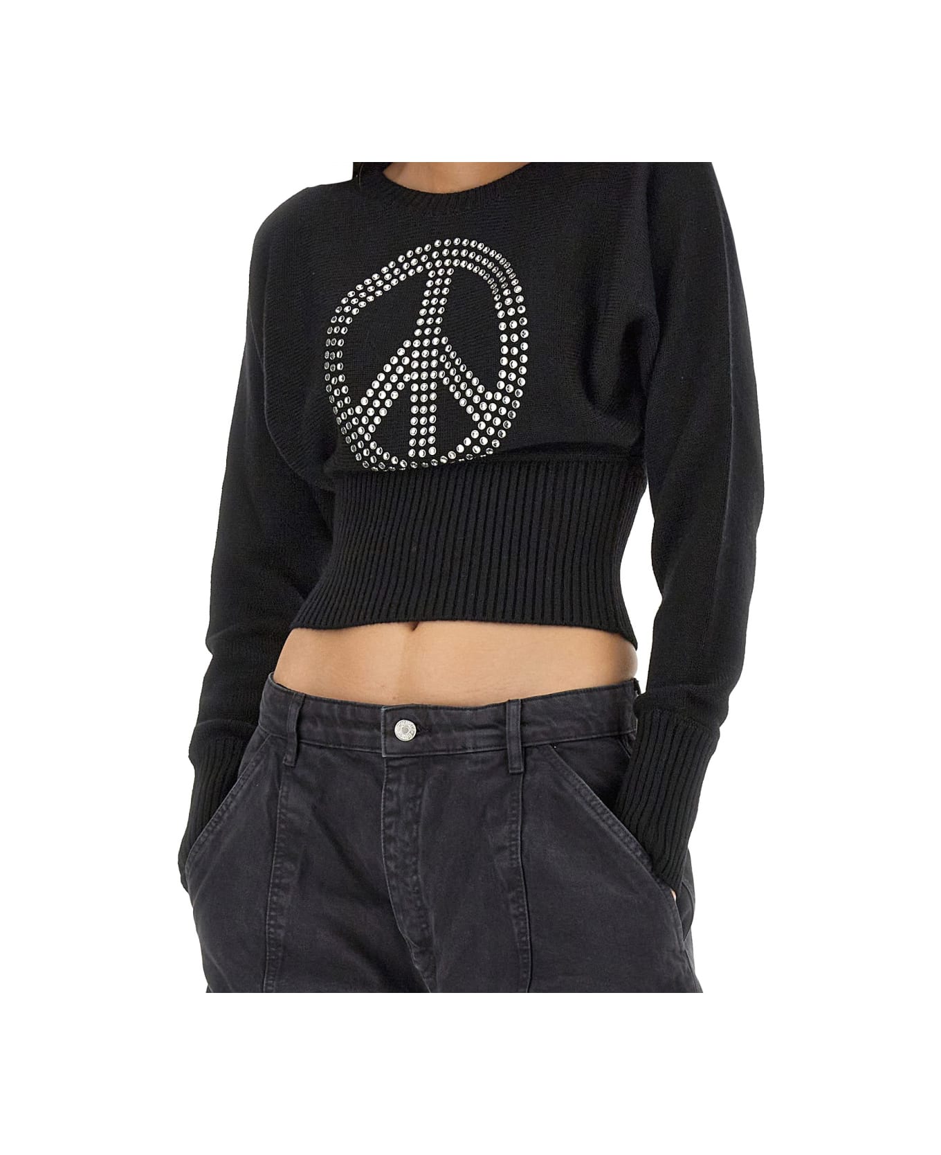 M05CH1N0 Jeans Peace Symbol Jersey - BLACK
