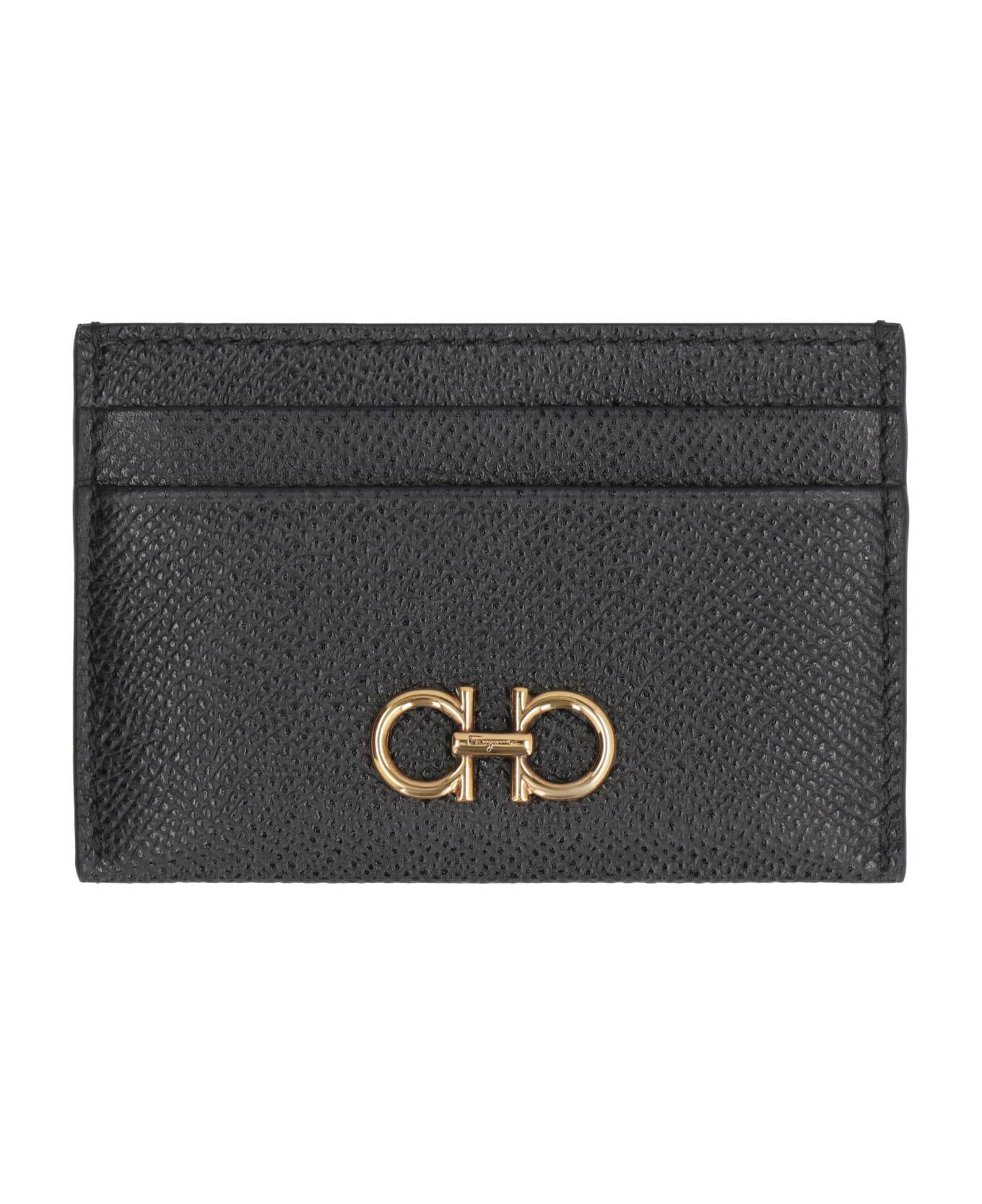 Ferragamo Gancini Leather Card Holder - black 財布