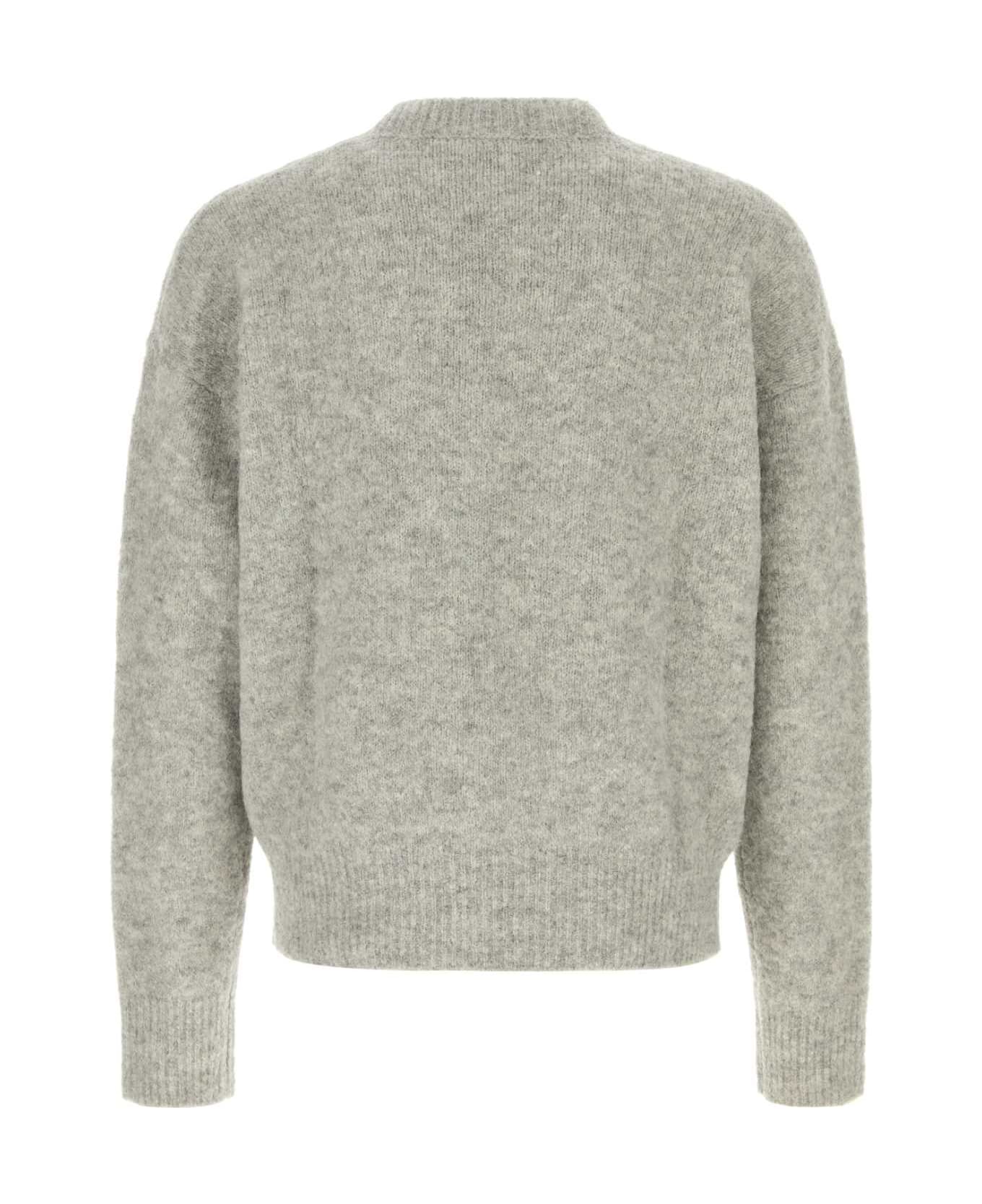 Ami Alexandre Mattiussi Melange Grey Alpaca Blend Sweater - GREY