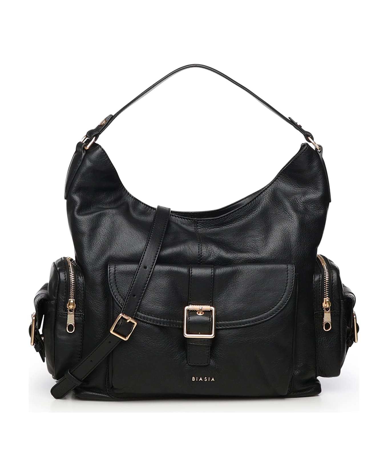 Biasia Factor Leather Shoulder Bag - Black