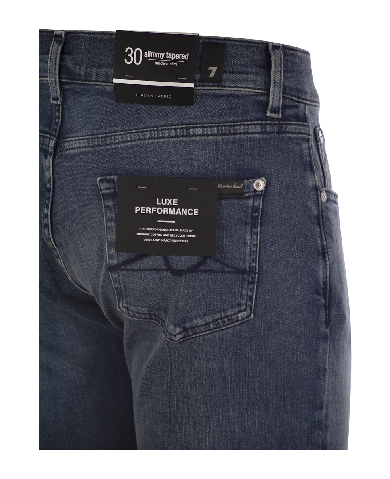 7 For All Mankind Slimmy Tapered Globe - Skinny Medium-waisted Jeans - Blue Denim