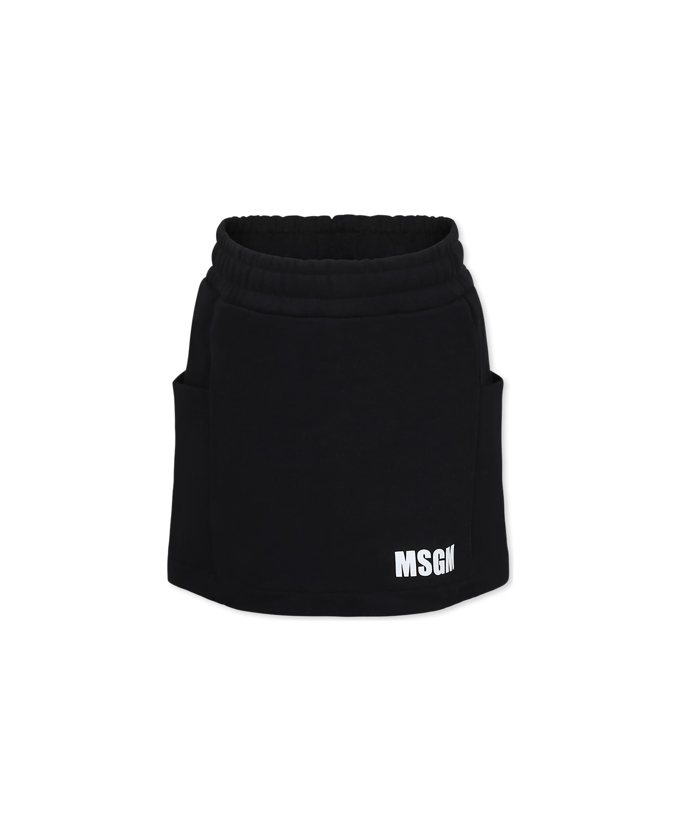 MSGM Black Skirt For Girl With Logo - Black