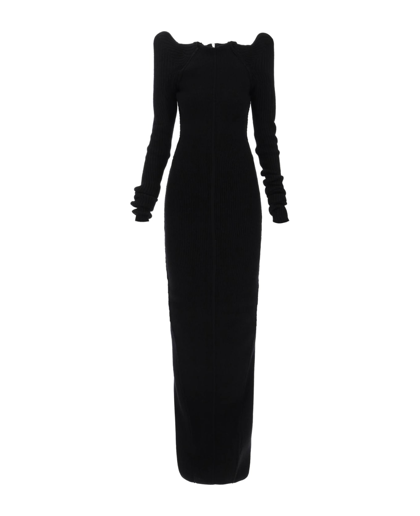 Rick Owens Tec Maxi Dress With Pointed Shoulders - BLACK (Black)