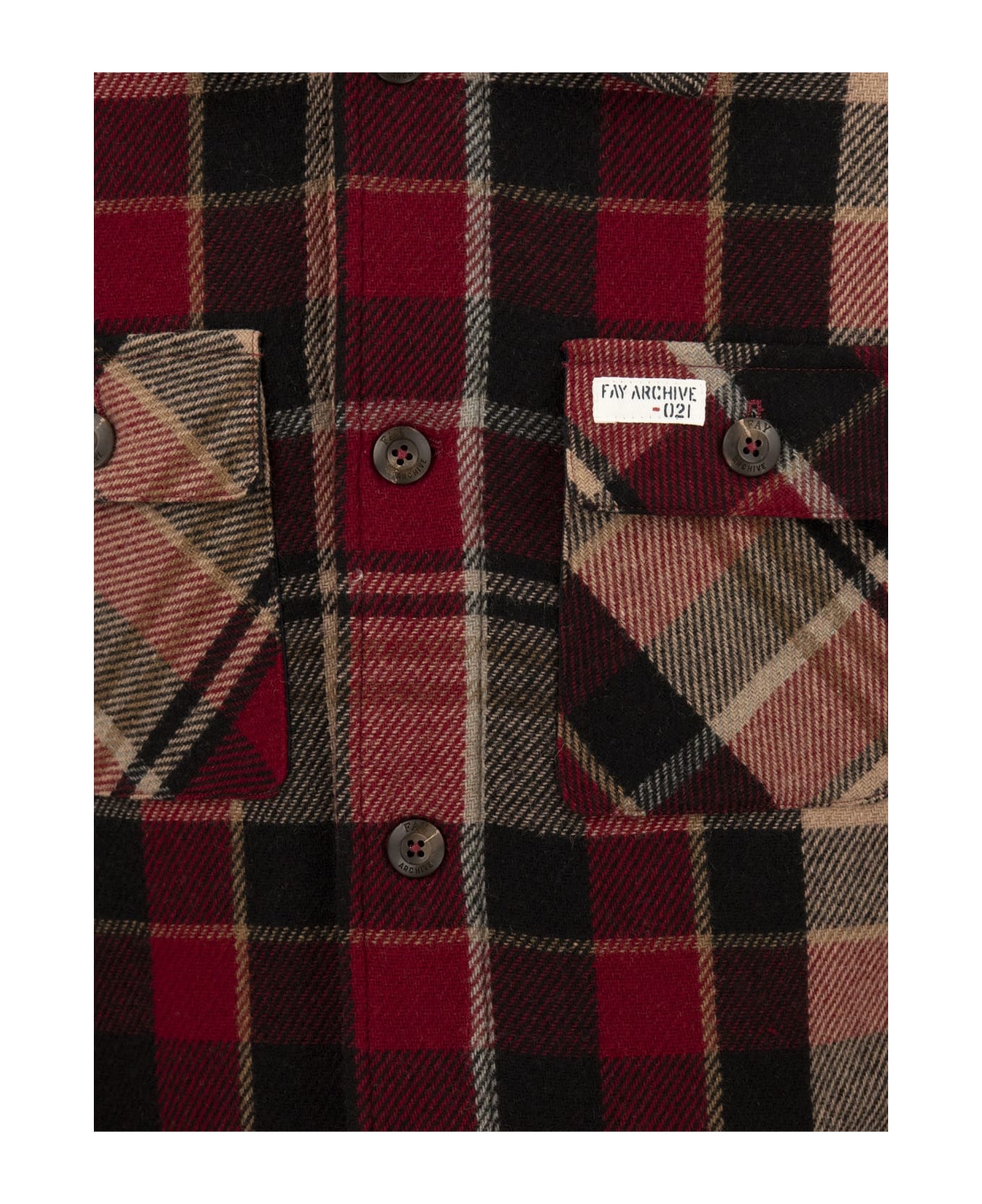 Fay Shirt-cut Check Jacket - Red/beige ジャケット