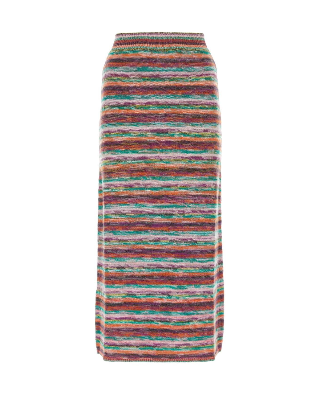 Chloé Embroidered Wool Blend Skirt - MULTICOLORBLACK