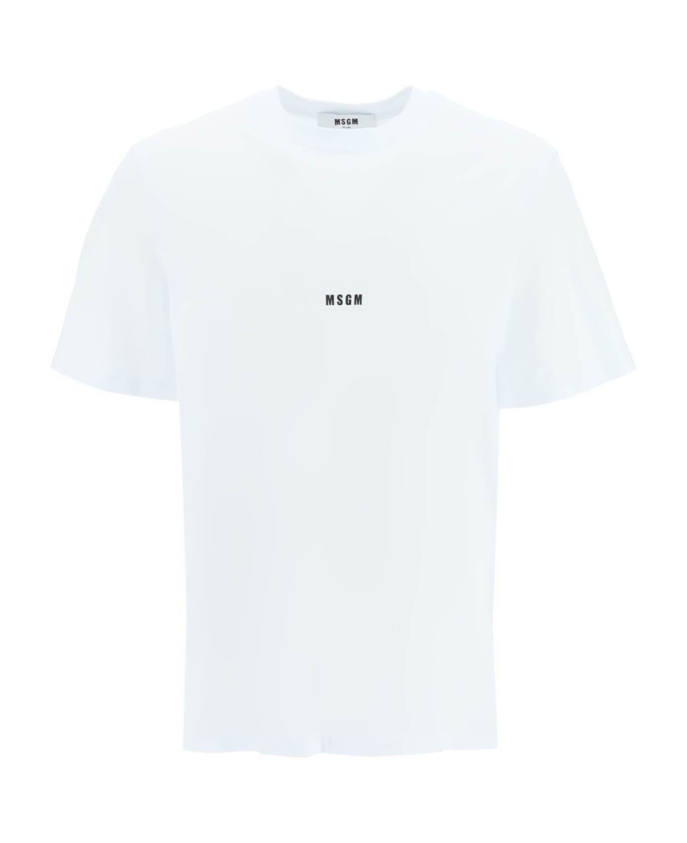 MSGM Crewneck T-shirt Featuring Micro Logo Print - White