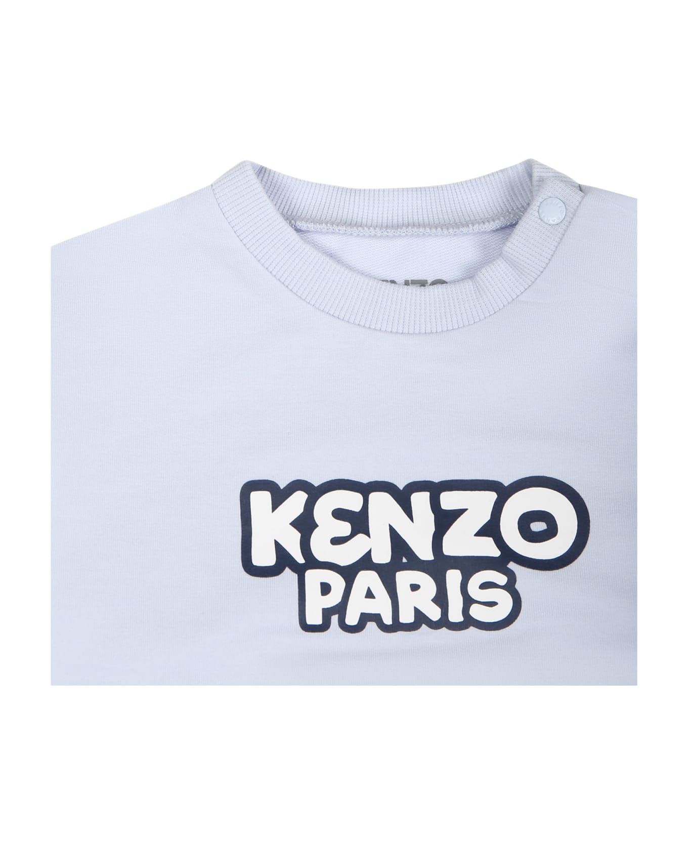 Kenzo Kids Sporty Suit For Newborn With Printing And Logo - Light Blue