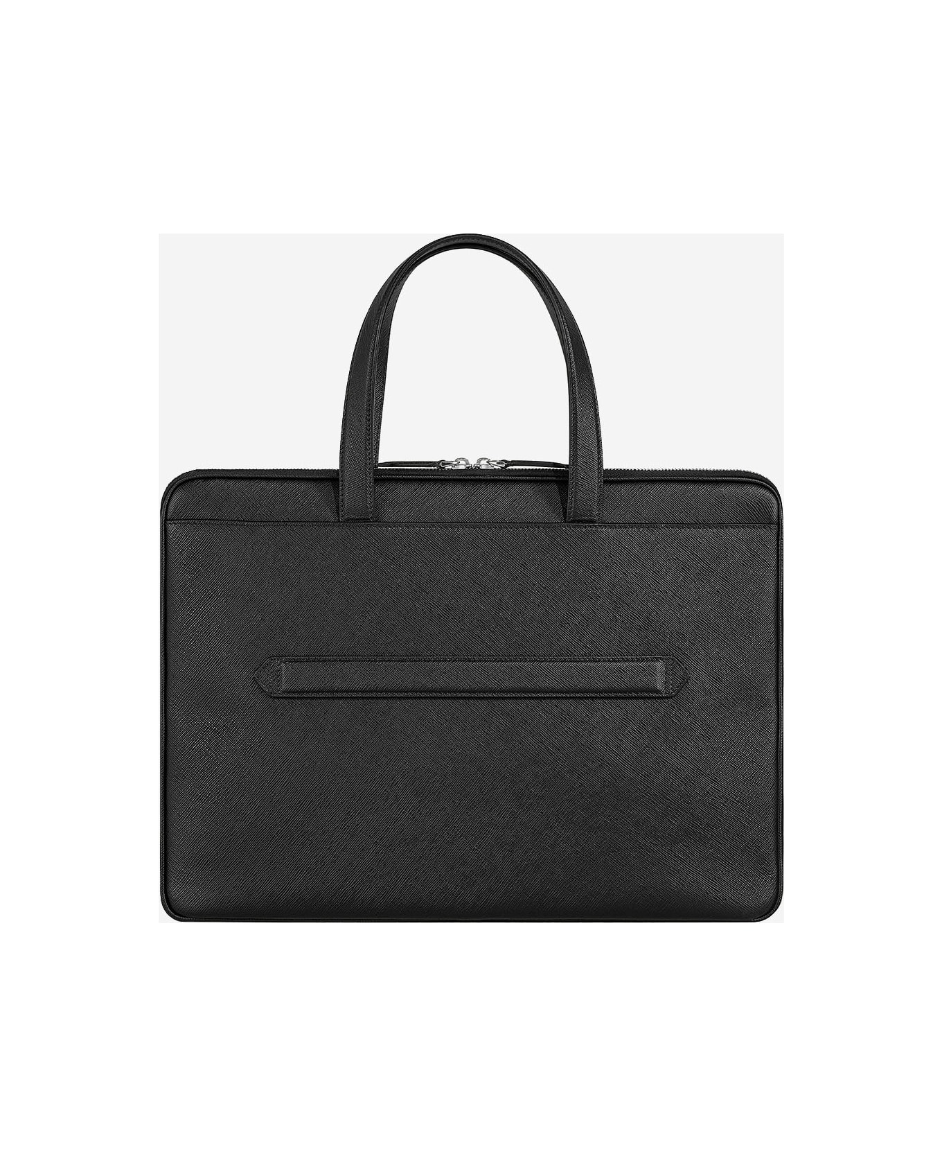 Montblanc Slim Leather Bag With Top Handles - Black