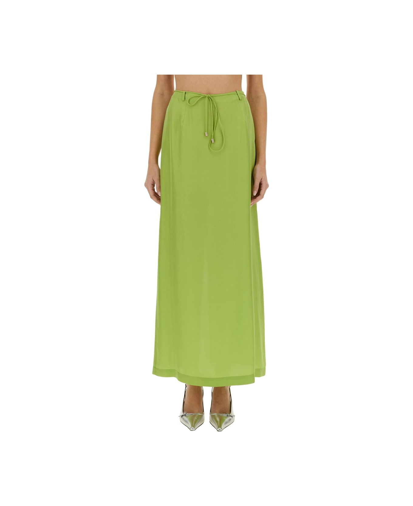 Alysi Long Silk Skirt - GREEN