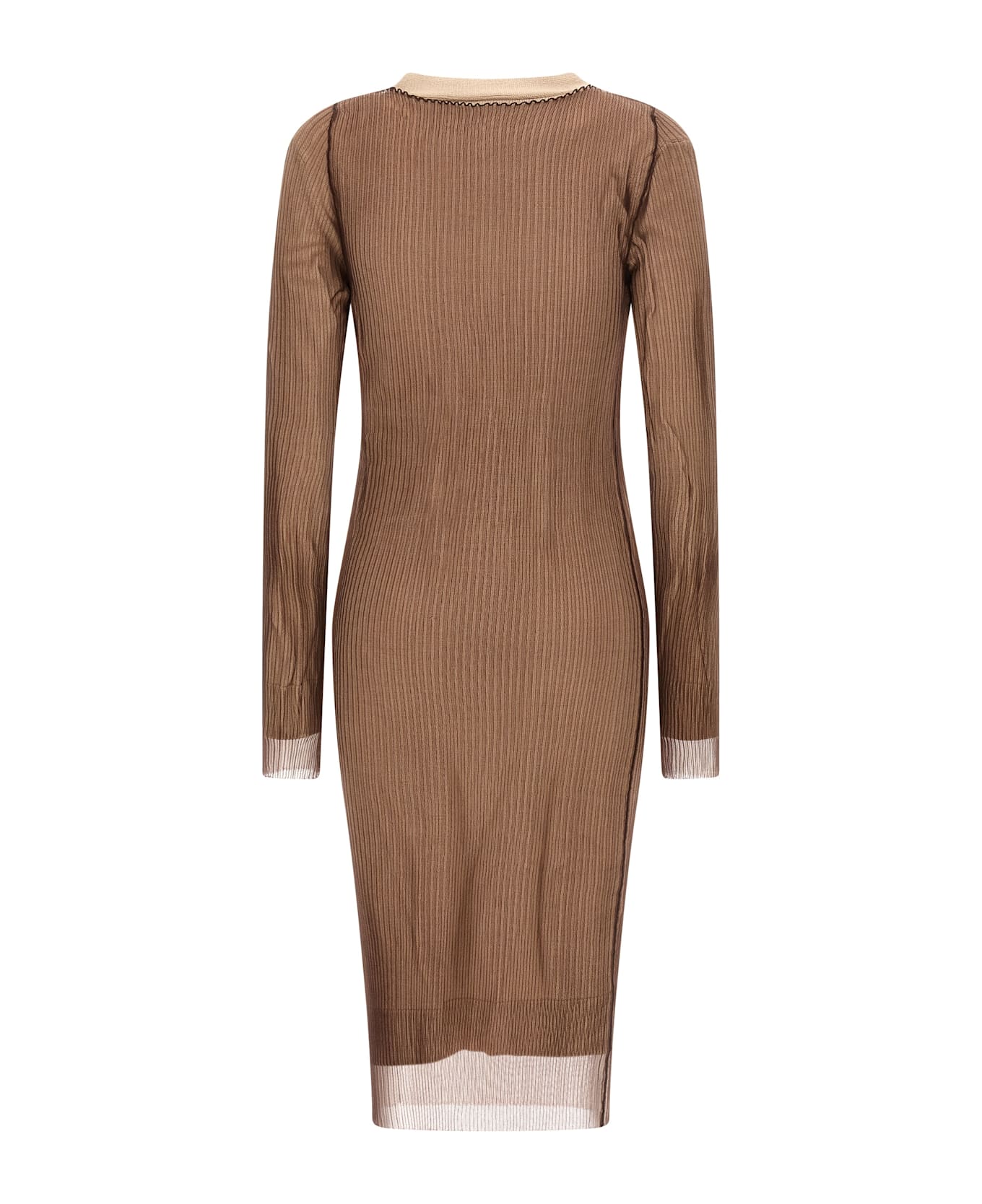 MM6 Maison Margiela 'trapped' Double Layer Dress - Beige