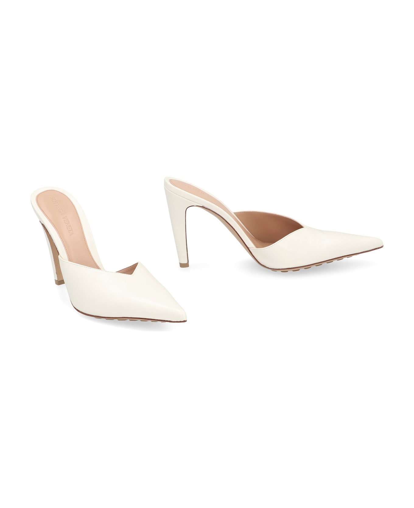 Bottega Veneta Punta Leather Mules - White