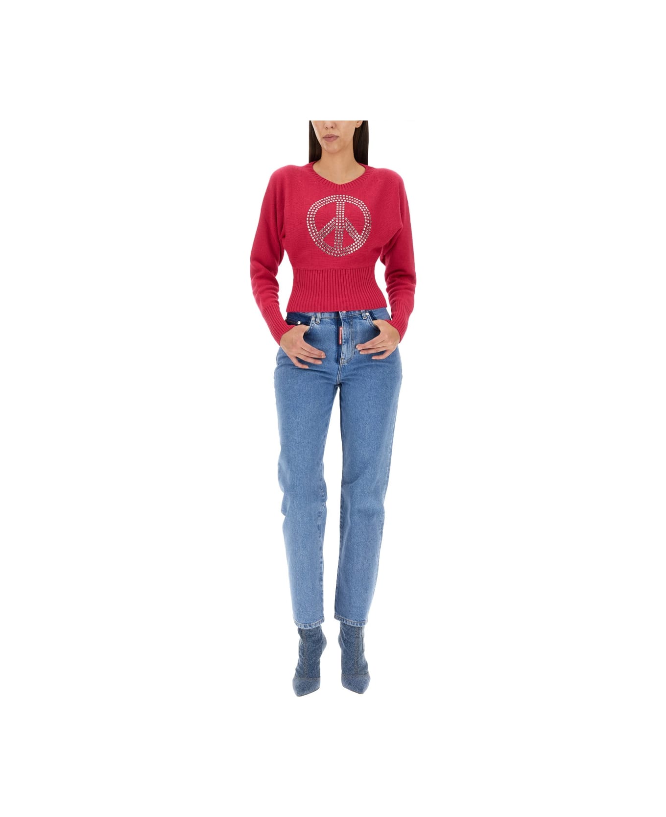 M05CH1N0 Jeans Peace Symbol Jersey - FUCHSIA