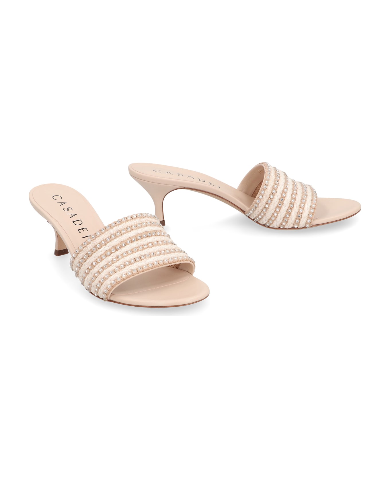 Casadei Limelight Leather Mules - Pale pink